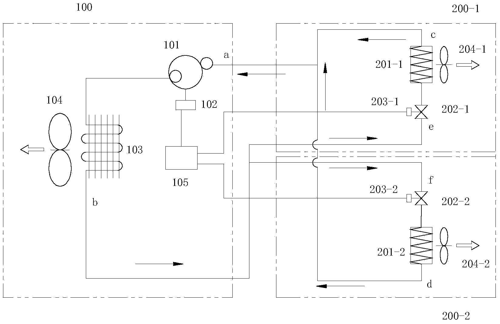 Central arithmetic type multi-split air conditioner system and state switching control method thereof