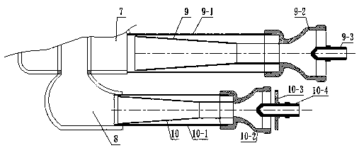 Burner for outputing thick and thin premixed gas by using small fire holes and conical tubular fire holes