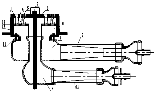 Burner for outputing thick and thin premixed gas by using small fire holes and conical tubular fire holes