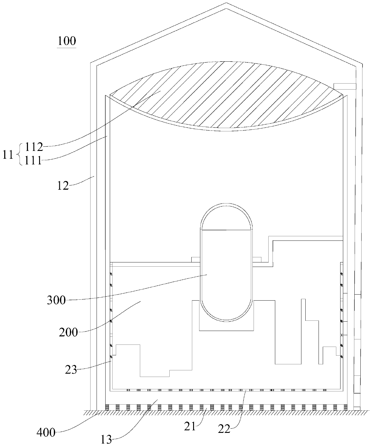 Base-isolation and three-dimensional shock-absorbing structure of double-containment nuclear power station