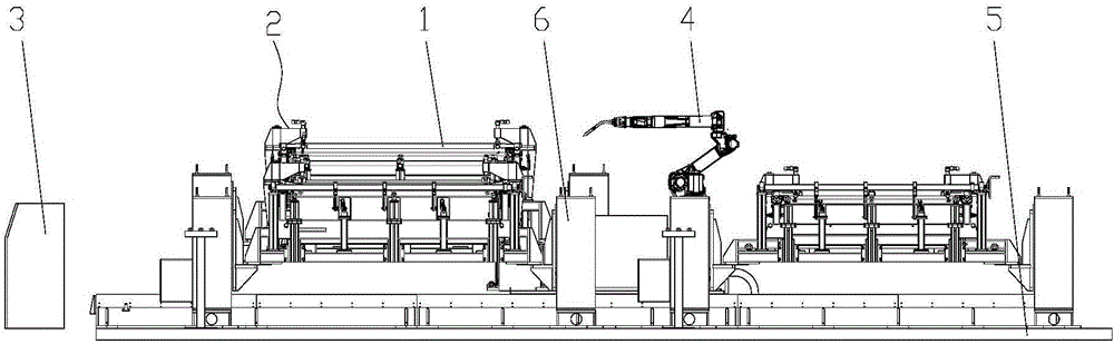 Welding device for garbage truck padding device bottom arc plate