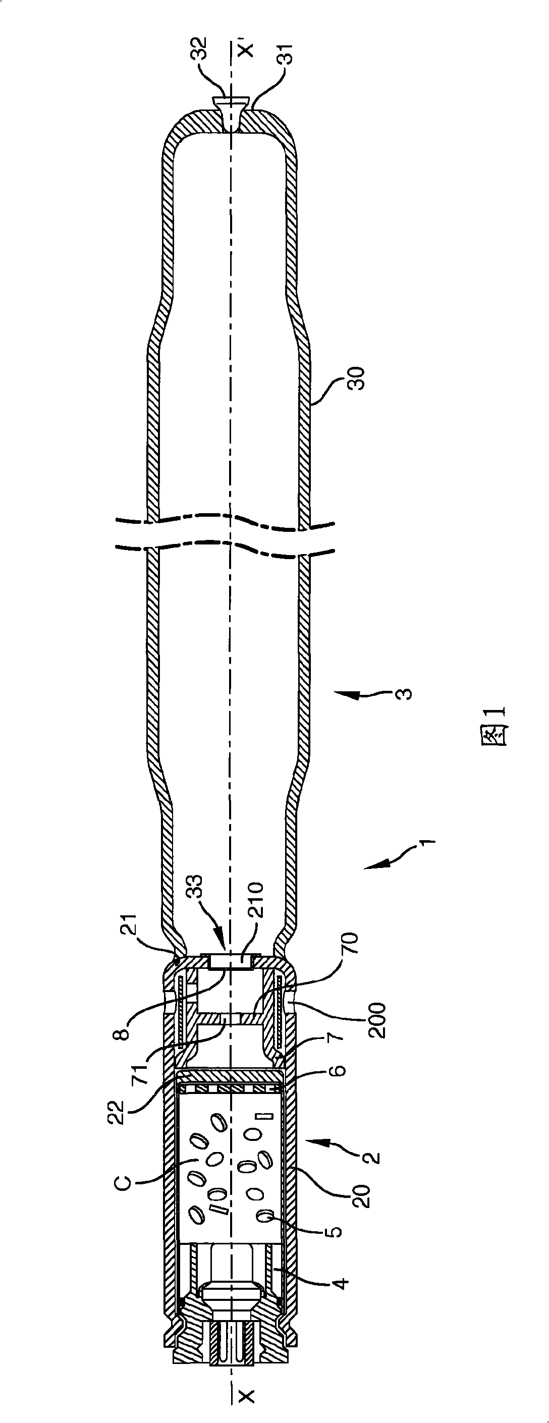 A hybrid type gas generator containing a metal charge