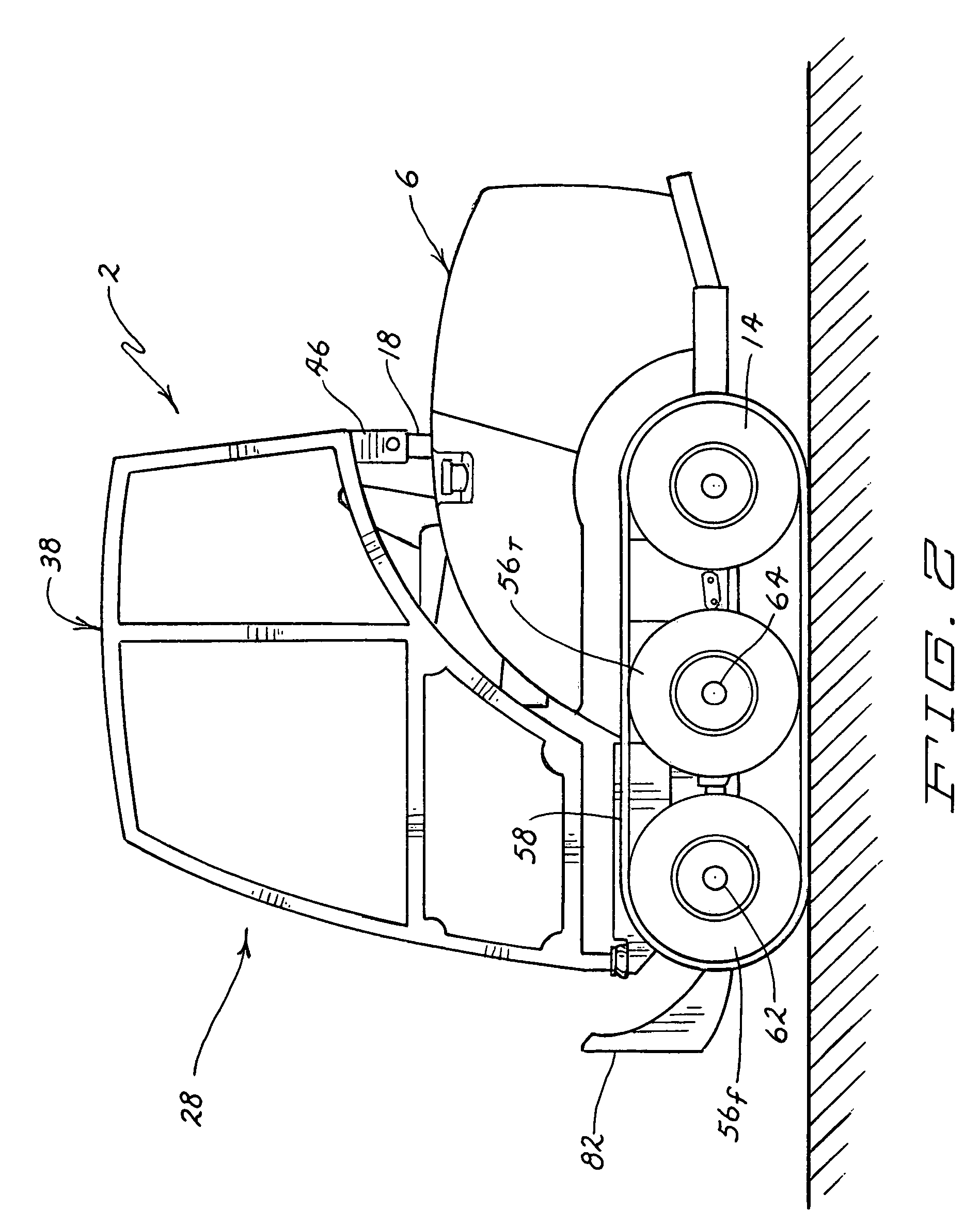 Tracked implement with pivotal front and trailing idlers and powered rear drive member