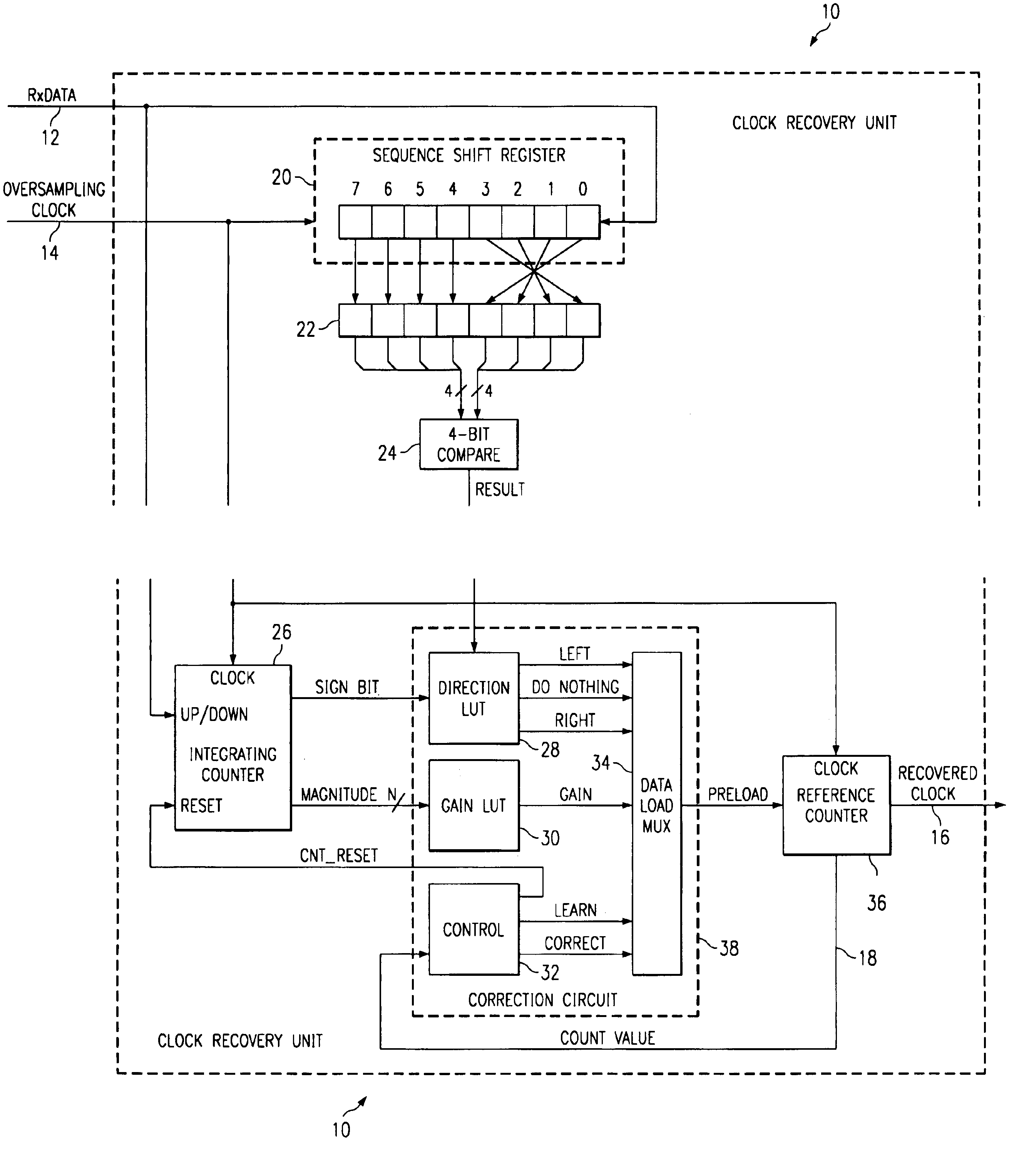 Apparatus for and method of clock recovery from a serial data stream