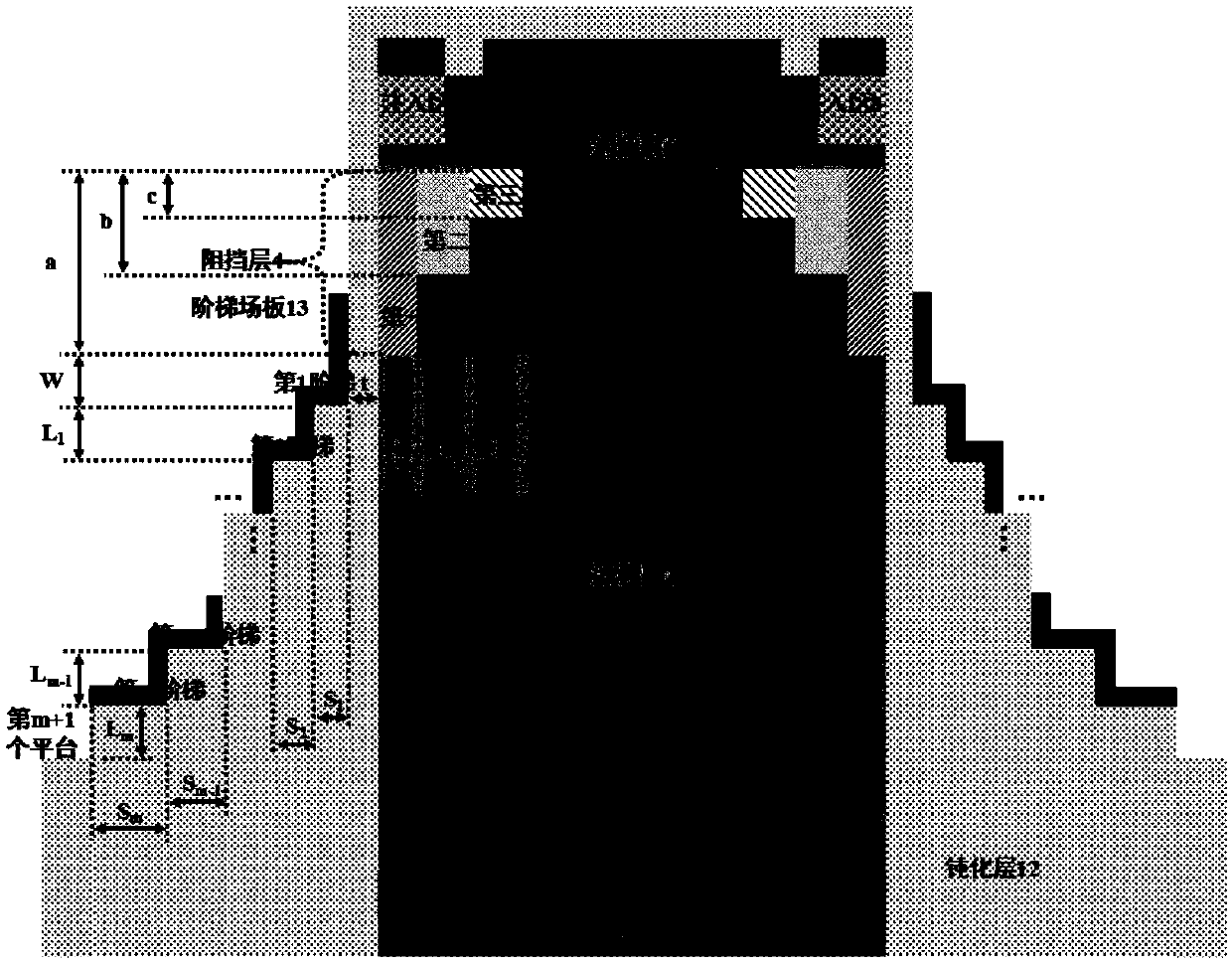 Source step field plate vertical power transistor