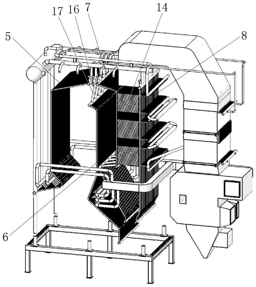 Flue gas emission system of single-drum four-return-stroke biomass burning corner tube boiler