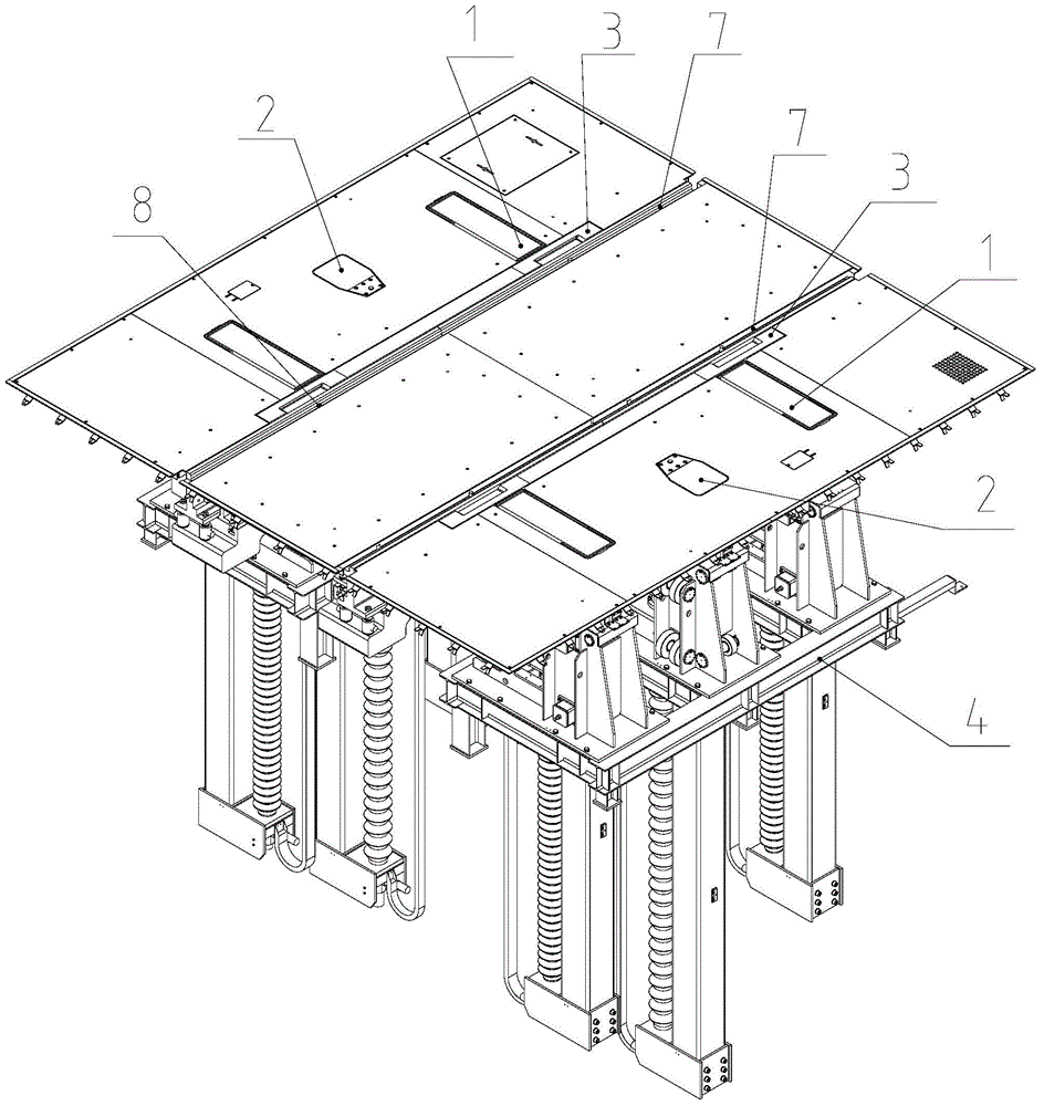 Fixed train lifting overhauling device with complete train weighing function