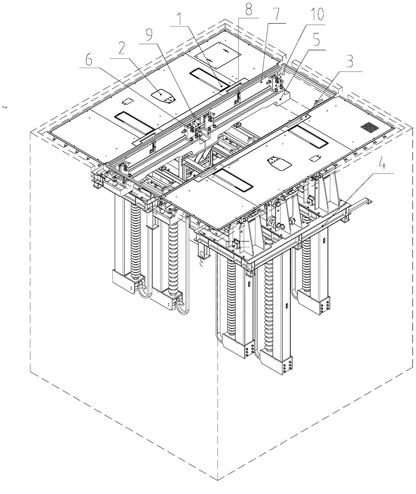 Fixed train lifting overhauling device with complete train weighing function