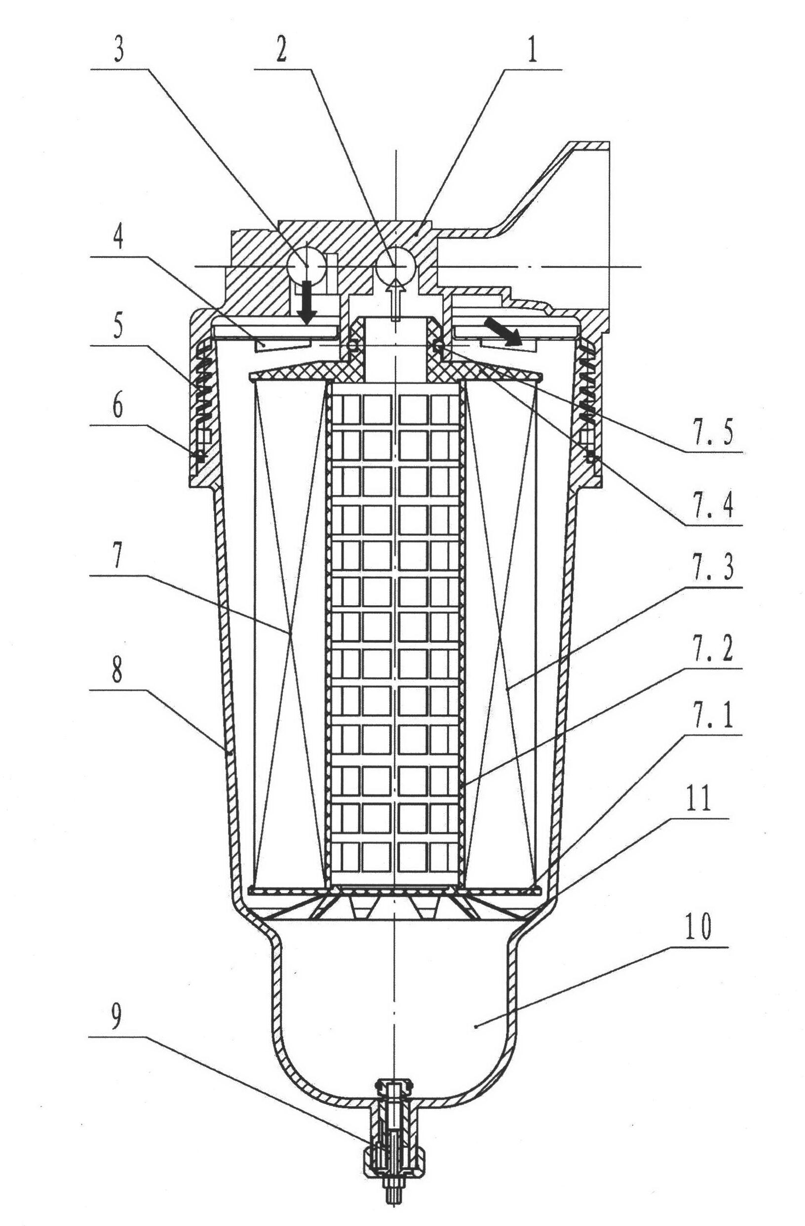 Oil and water/gas two-stage separator for braking gas