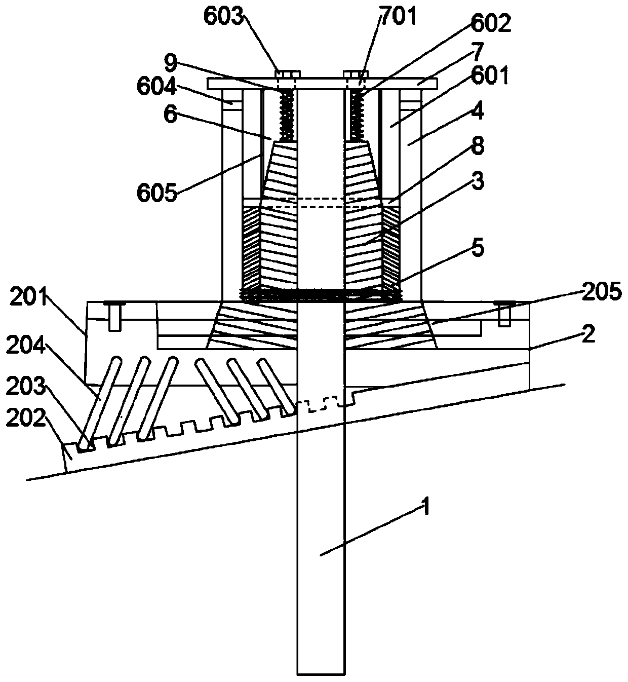 An anchoring device for civil engineering slopes