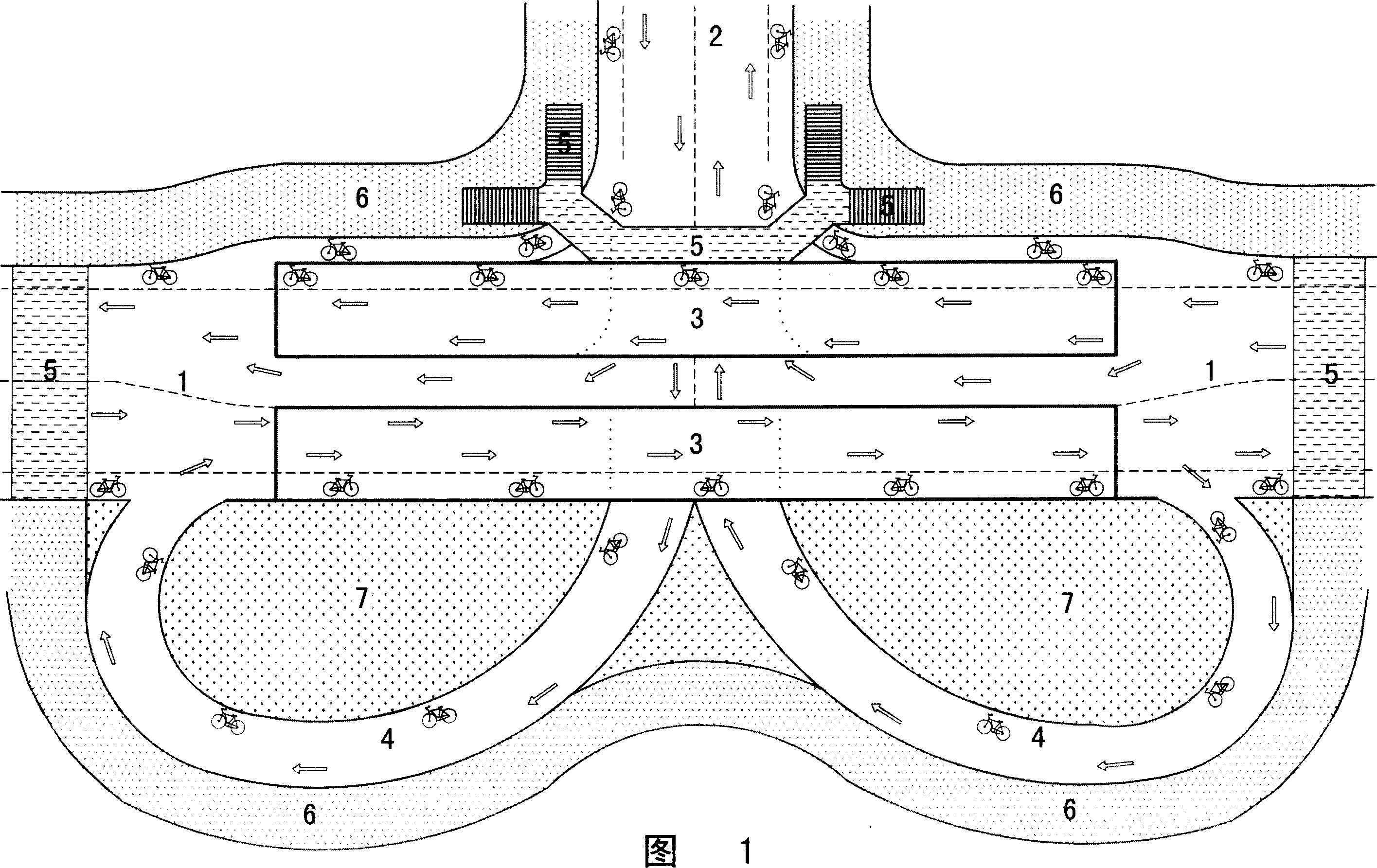 Simple fly-over T-shape crossing