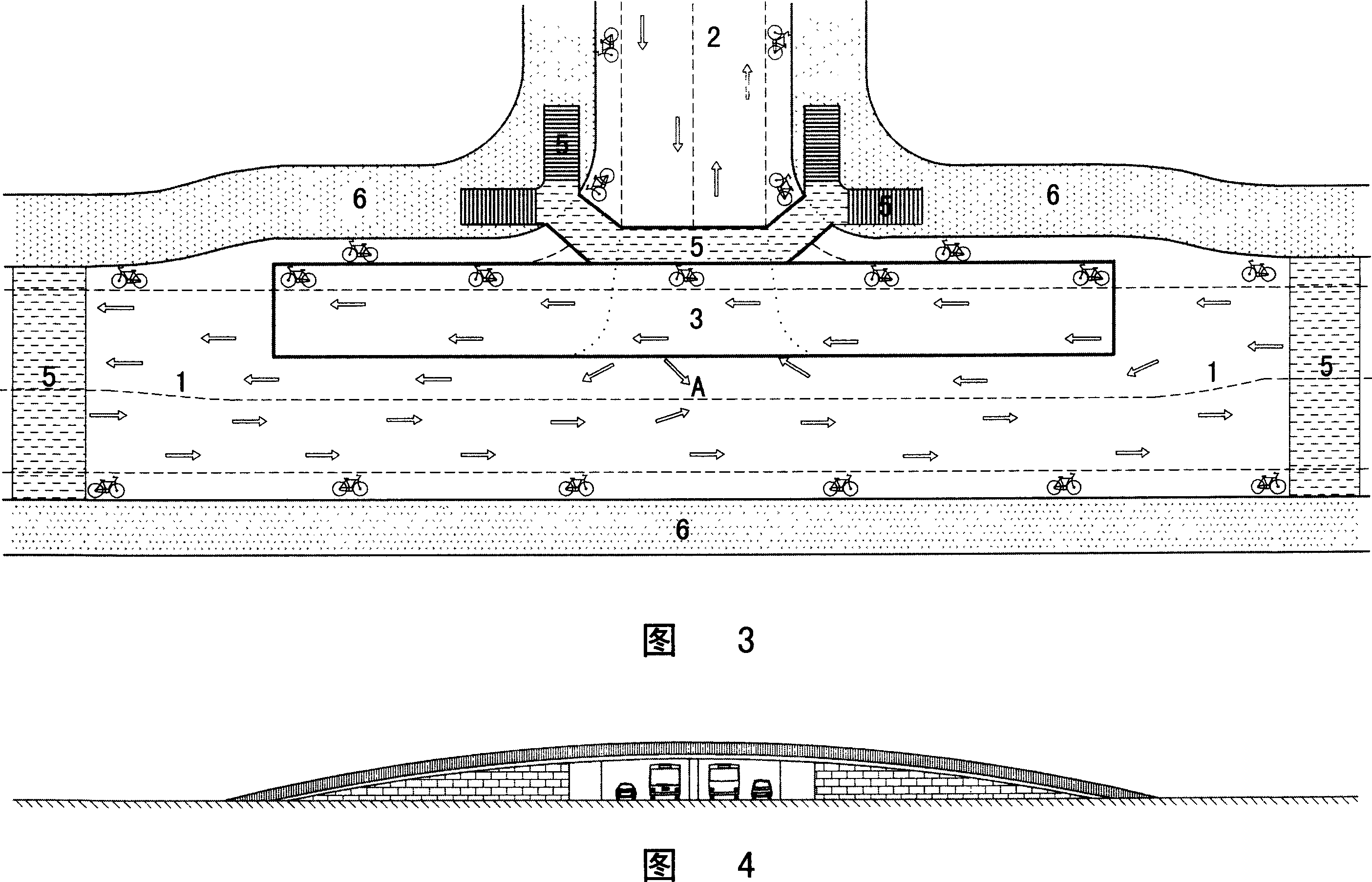 Simple fly-over T-shape crossing