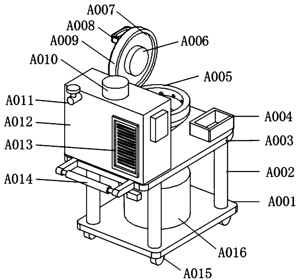 Patient vomit collecting device with deodorizing and bacterium removing functions