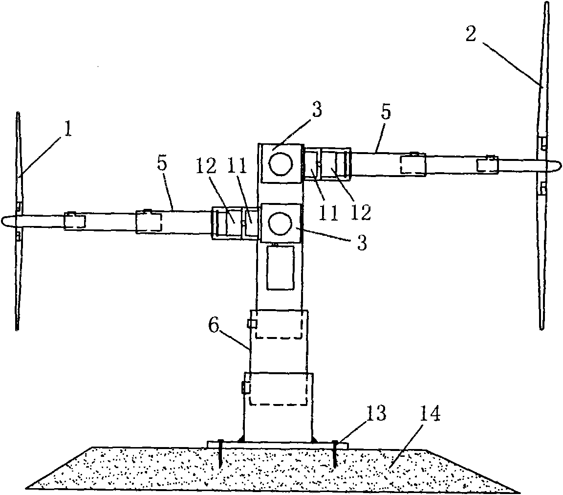 Efficient three-wheeled telescopic folding horizontal-shaft tidal current energy generating equipment