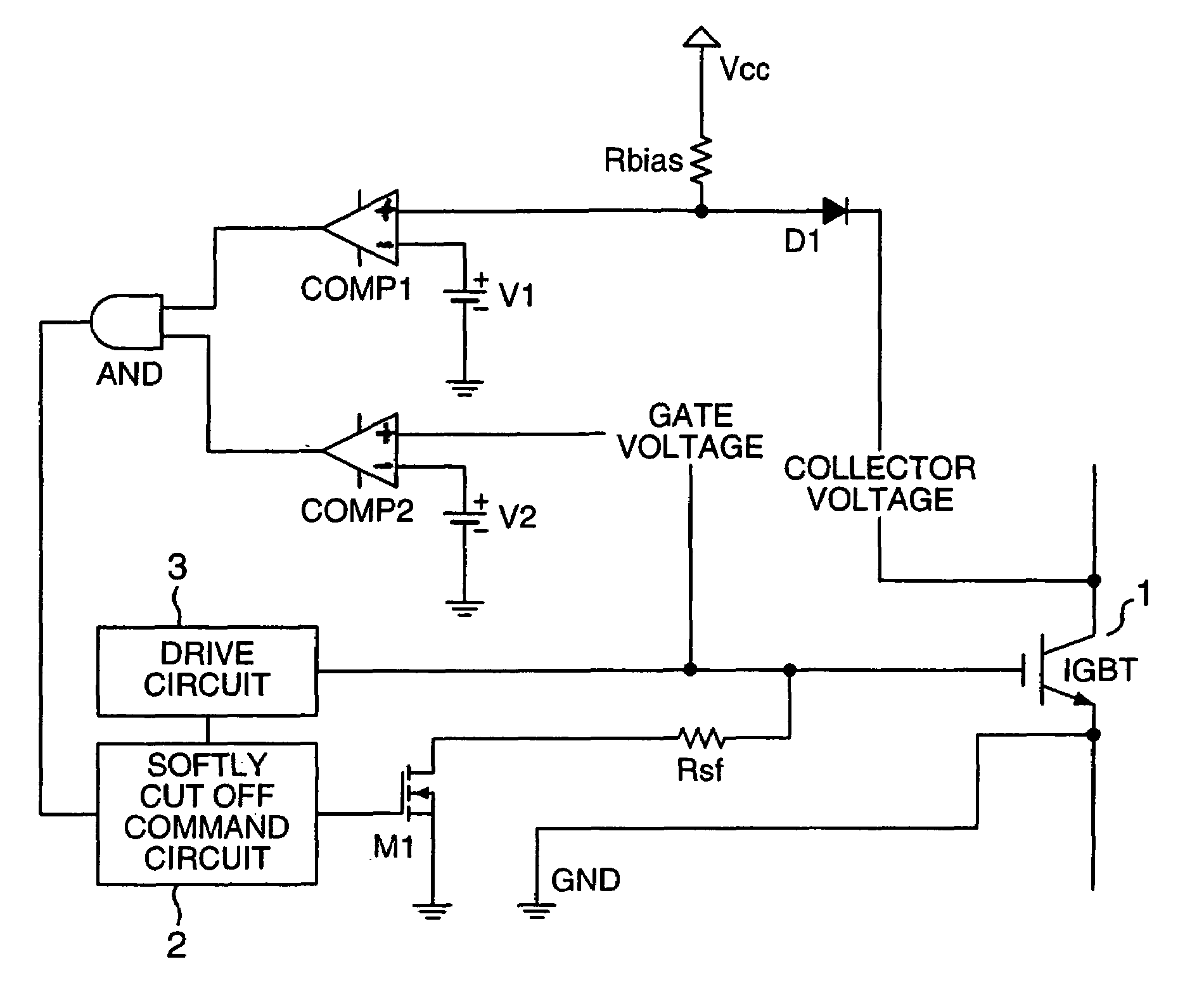 Protection circuit for power management semiconductor devices and power converter having the protection circuit