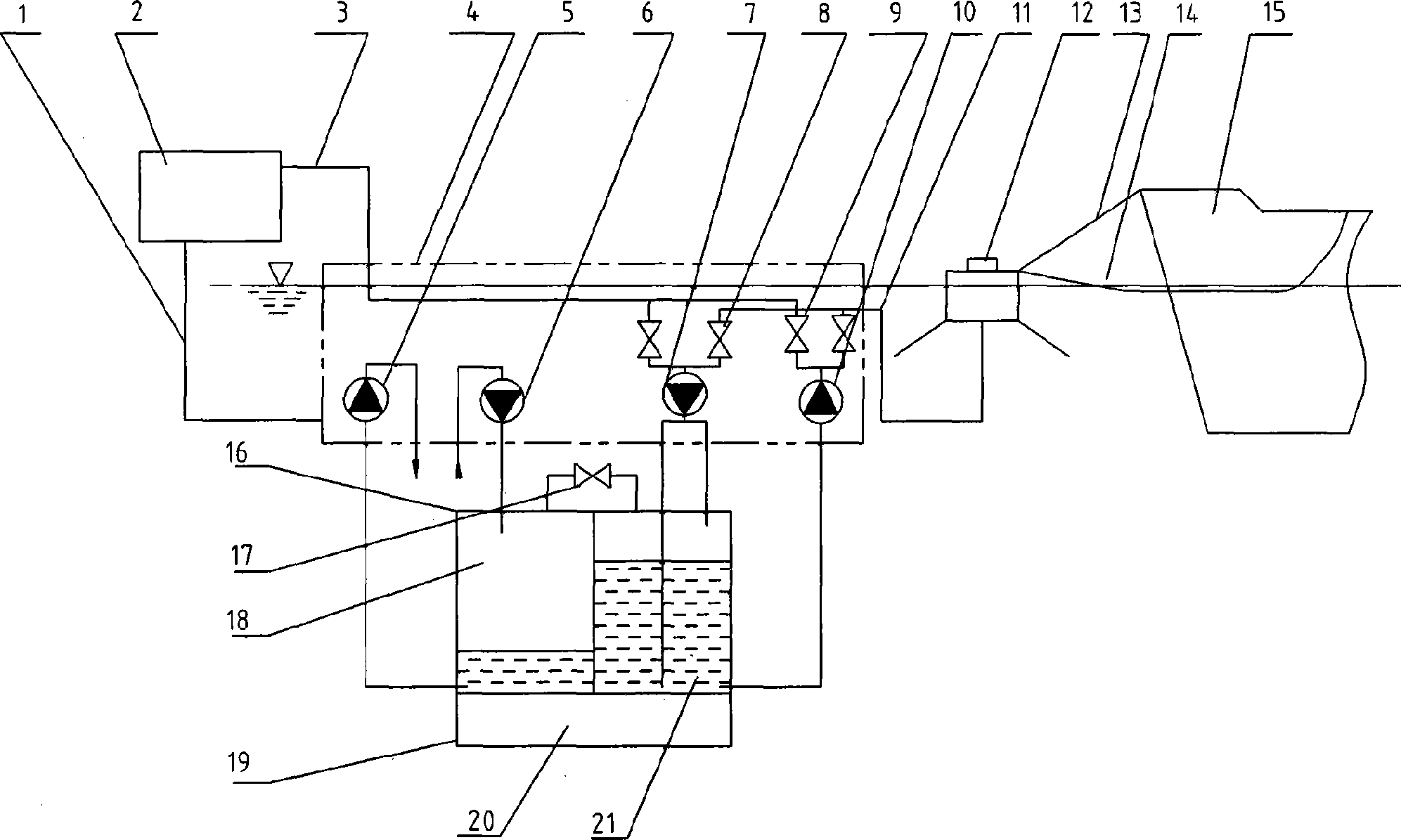 Liquid underwater storage, loading and ex-unloading device