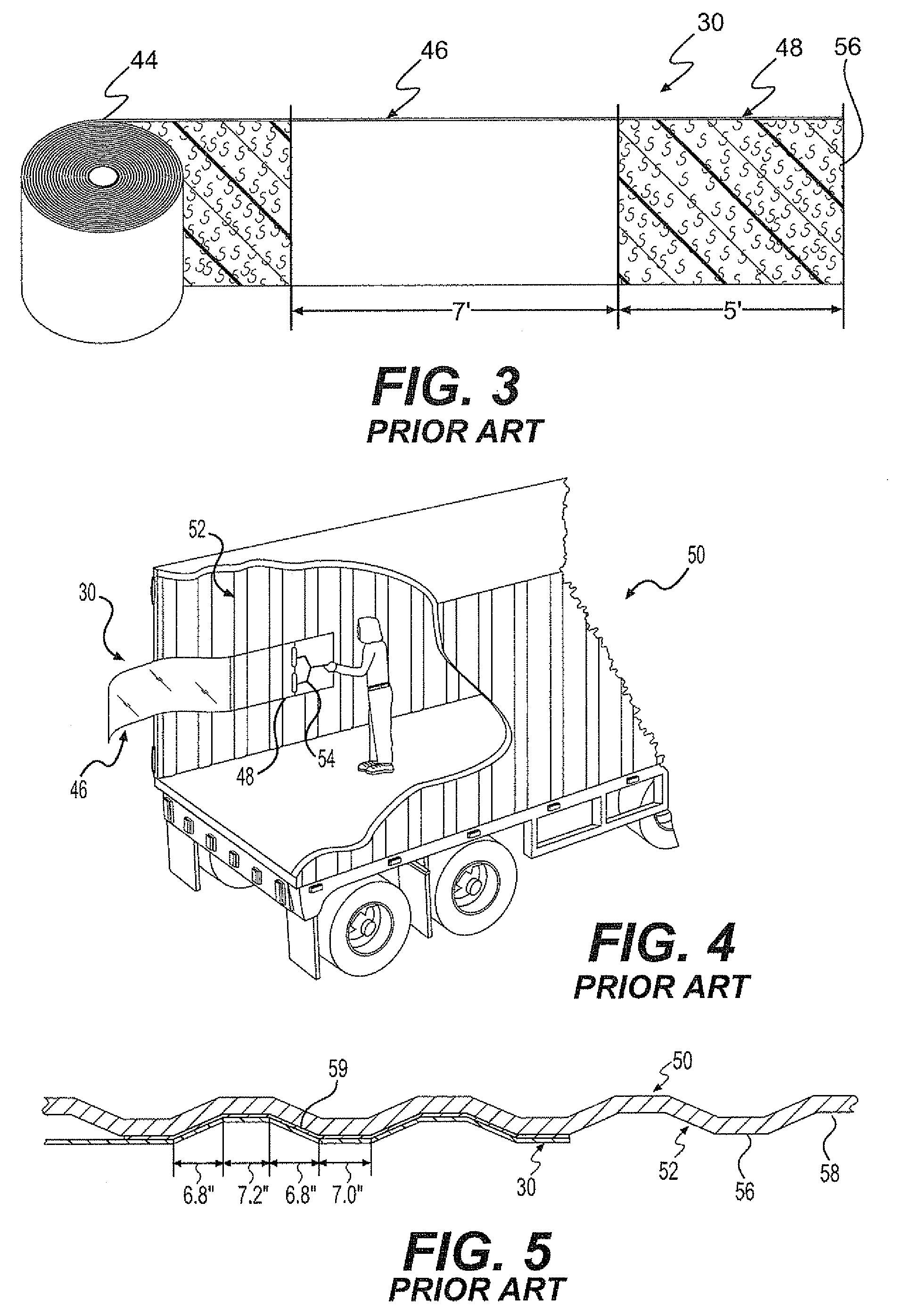 Cargo restraint system with enhanced peel strength