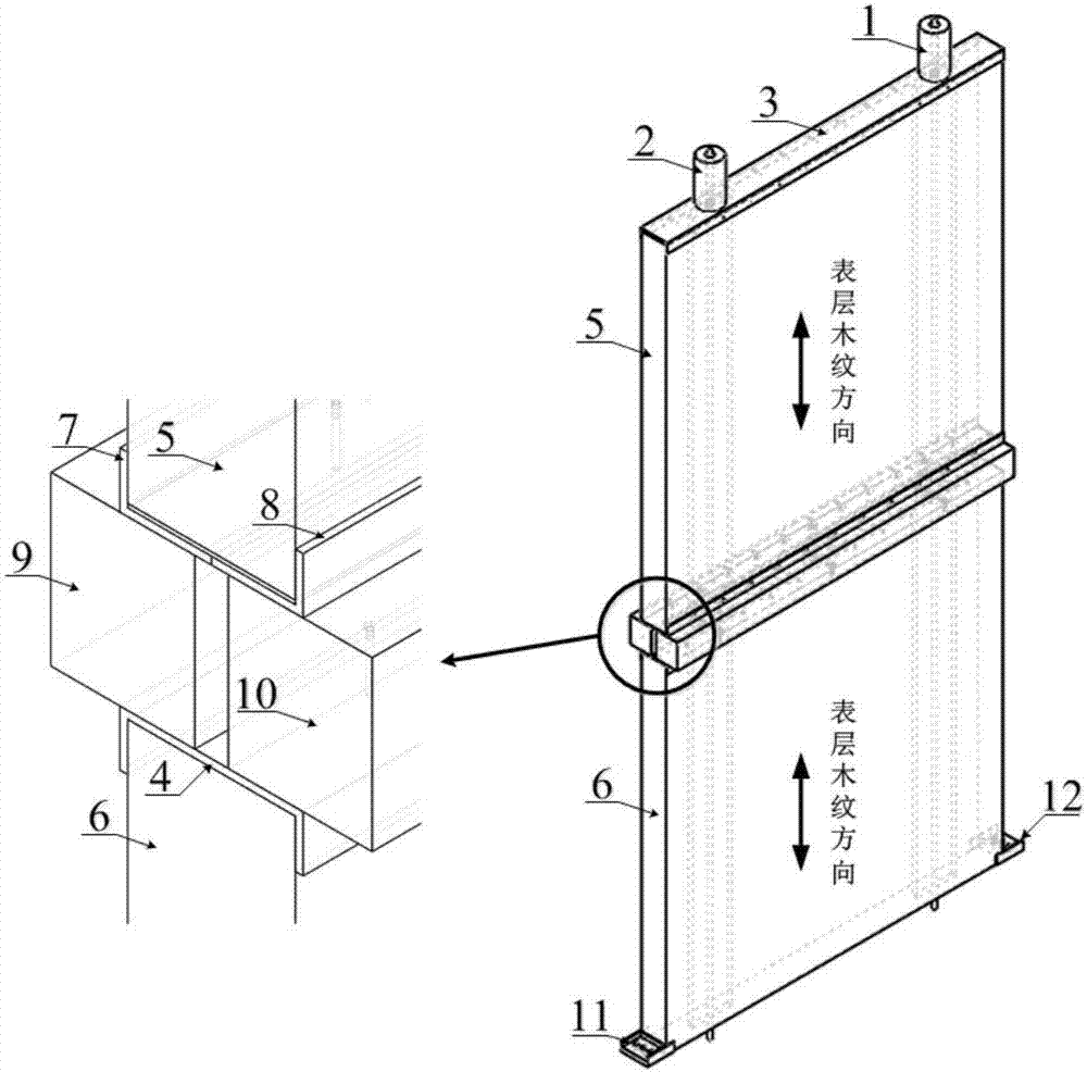 Assembling prestress orthogonal laminated wood shear wall