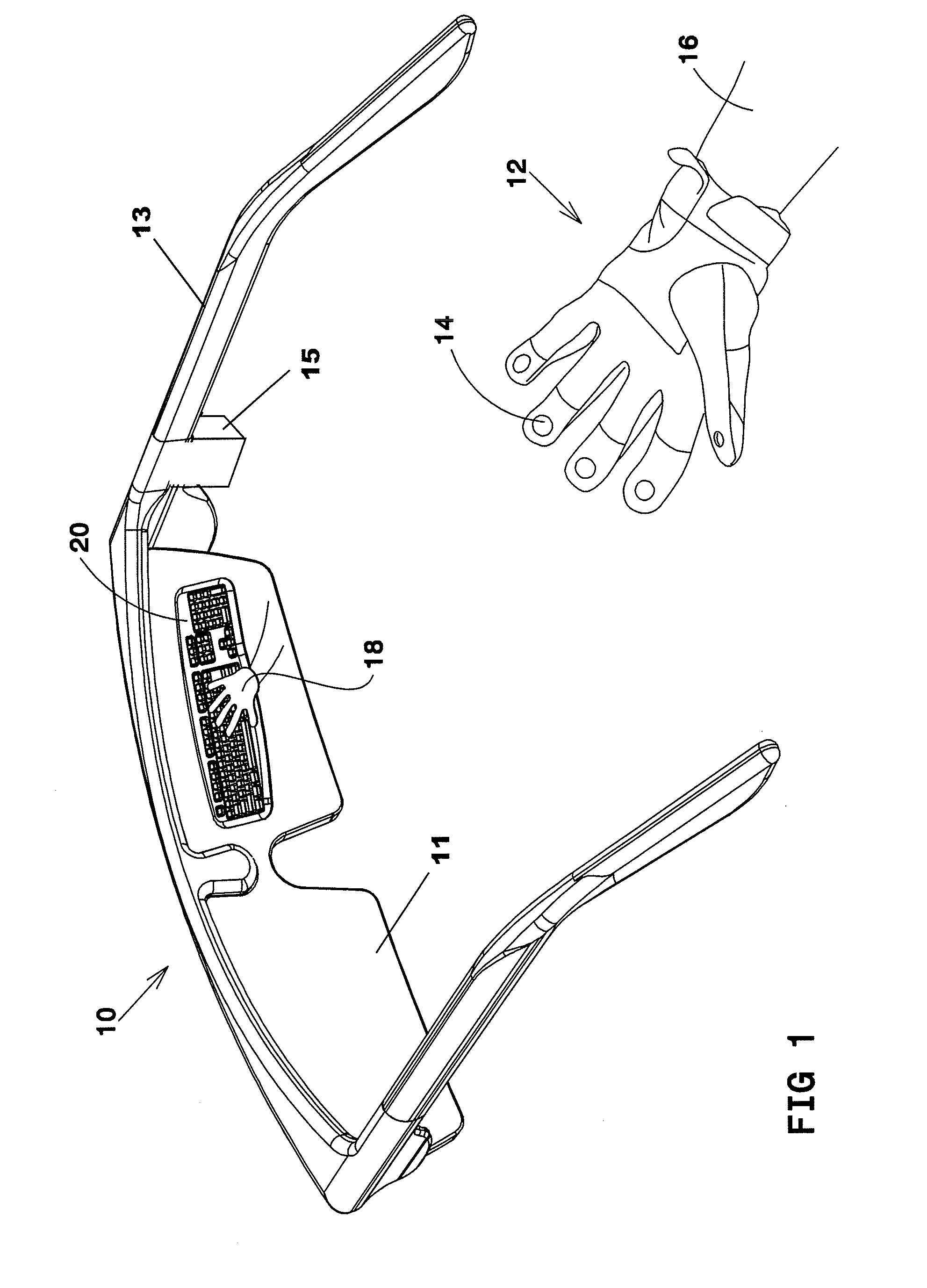 Computer device in form of wearable glasses and user interface thereof