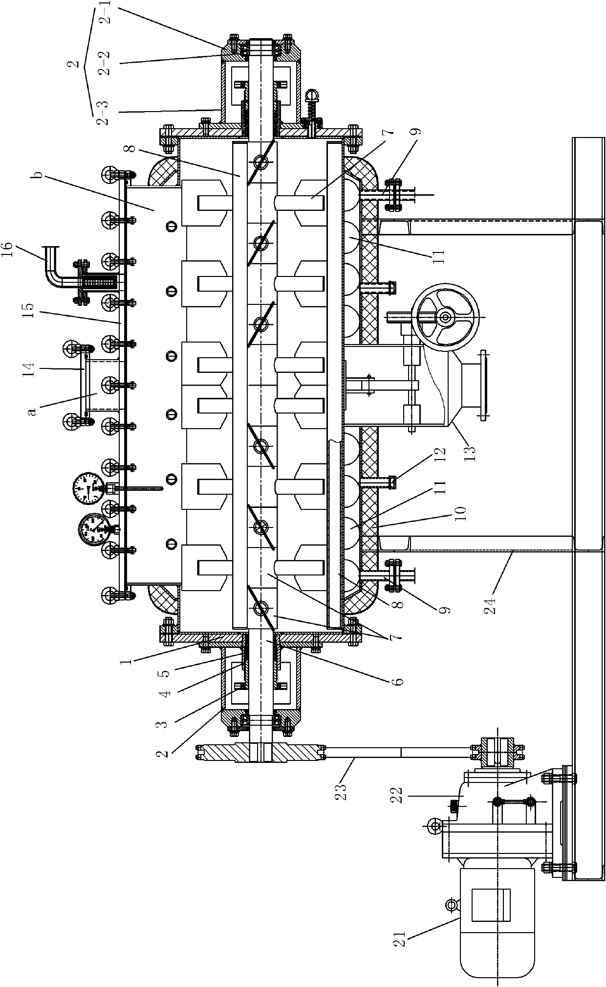 Rake vacuum drying main machine