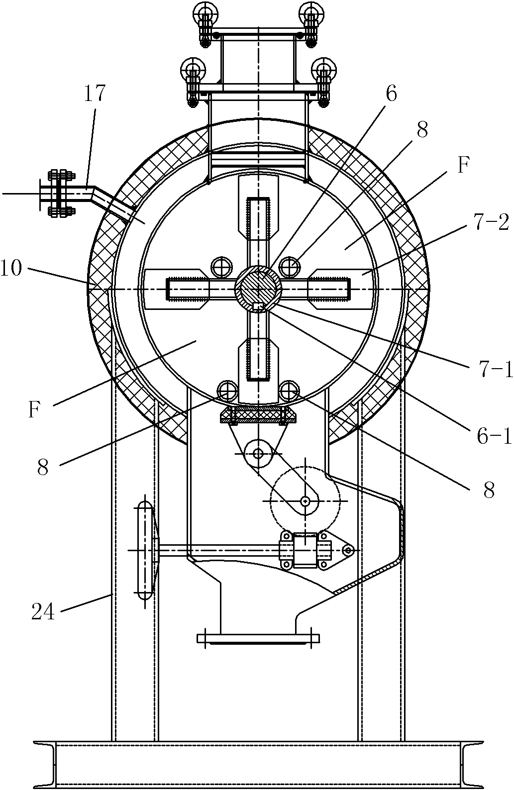 Rake vacuum drying main machine