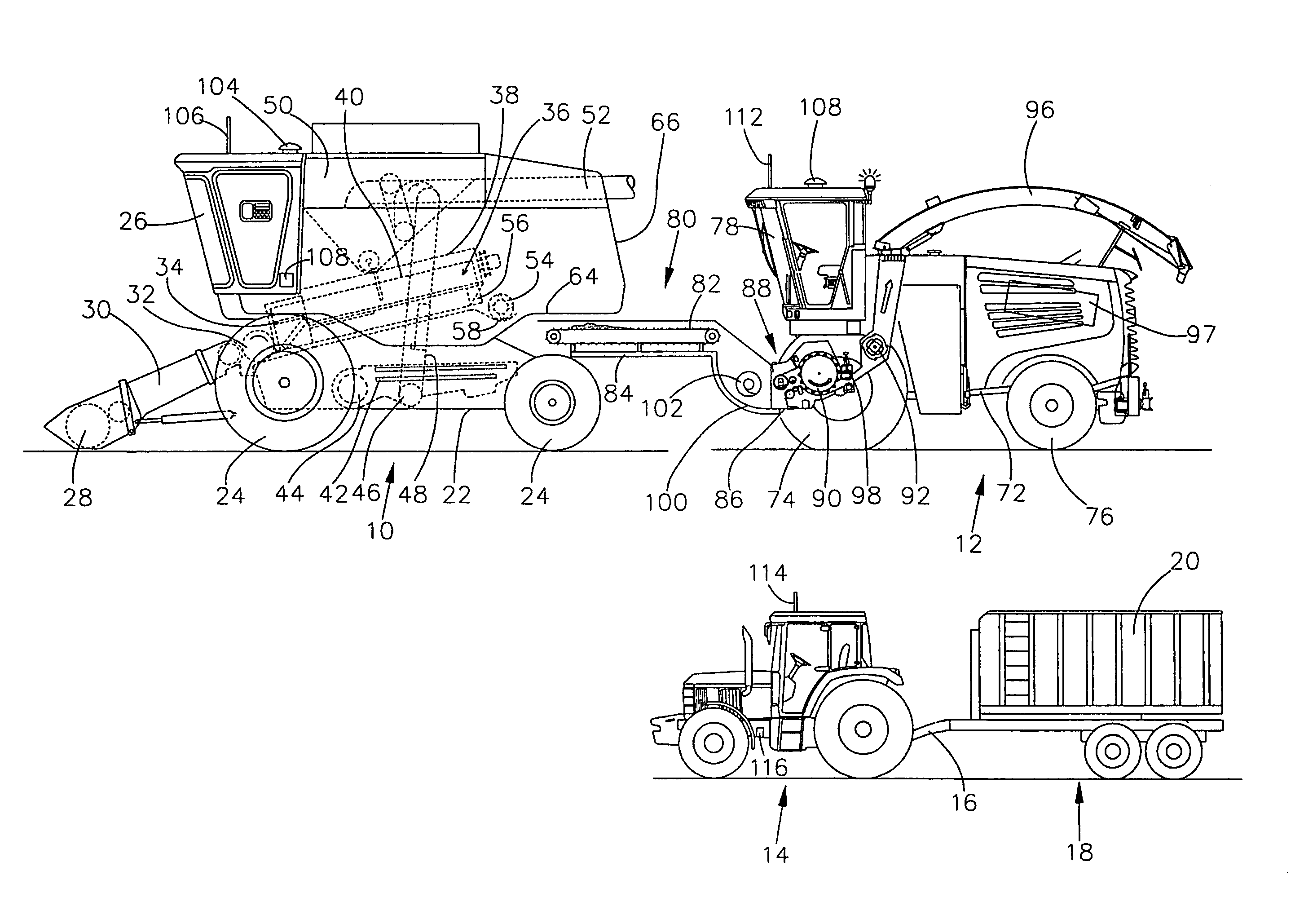 Harvesting machine combination for the utilization of plant remains