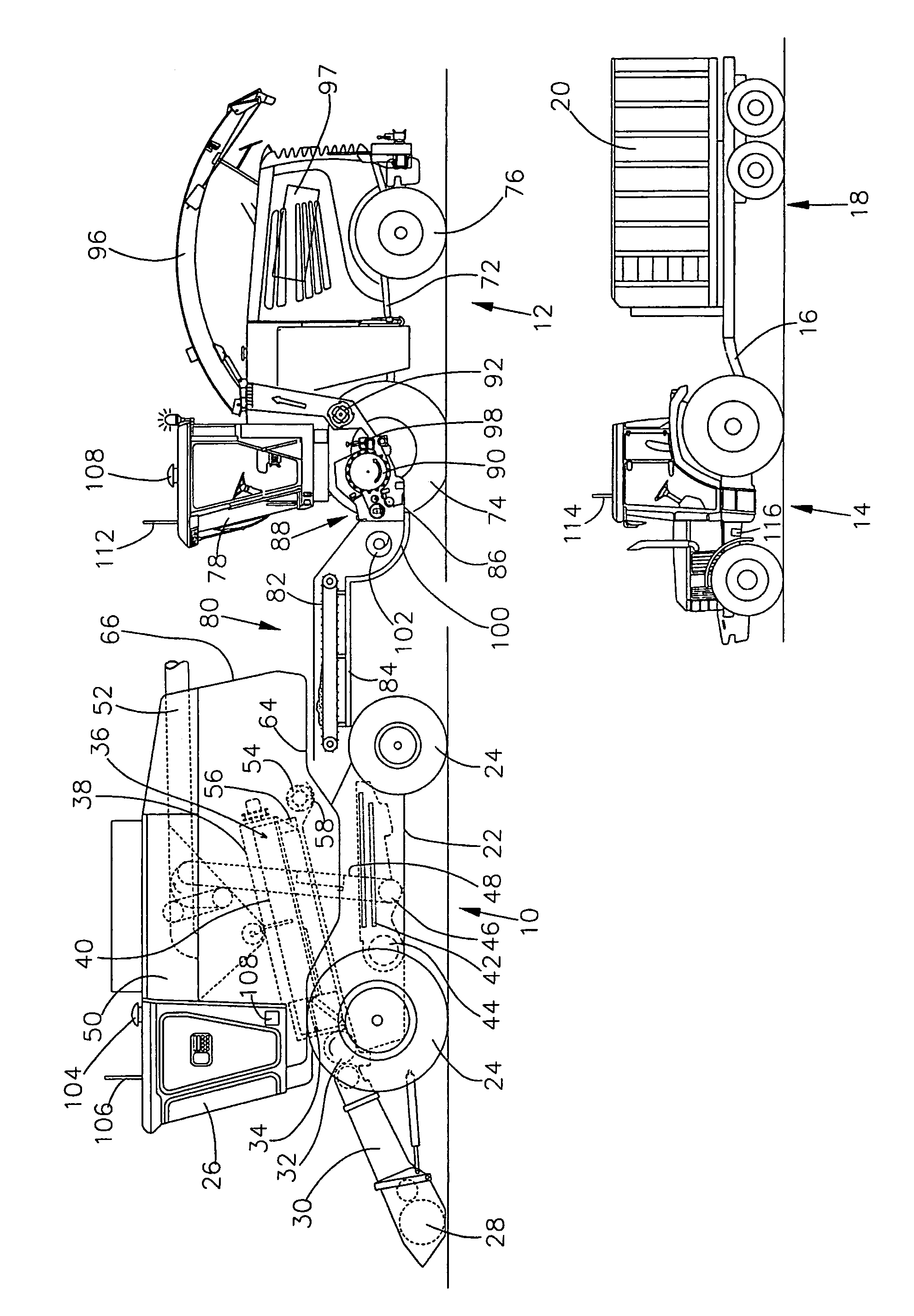 Harvesting machine combination for the utilization of plant remains