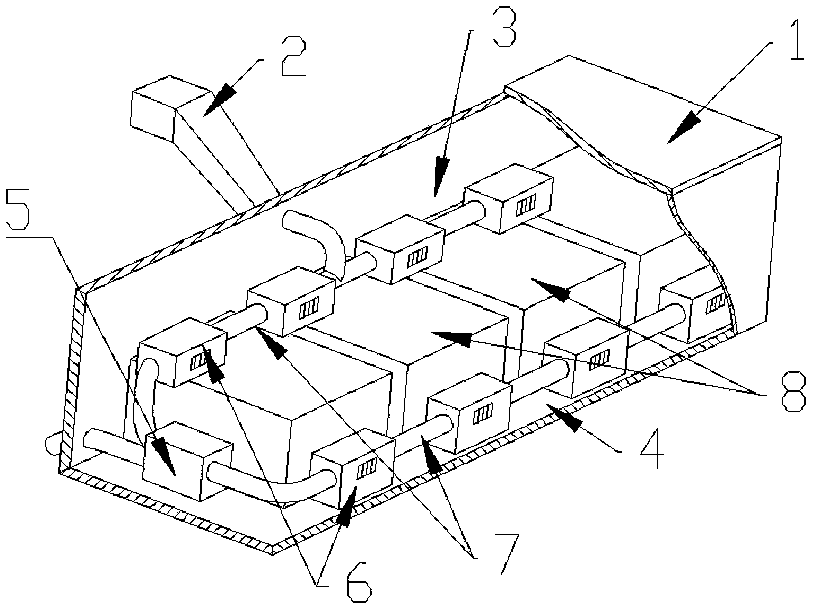 Air-cooled power battery heat management device for electric vehicle and control system