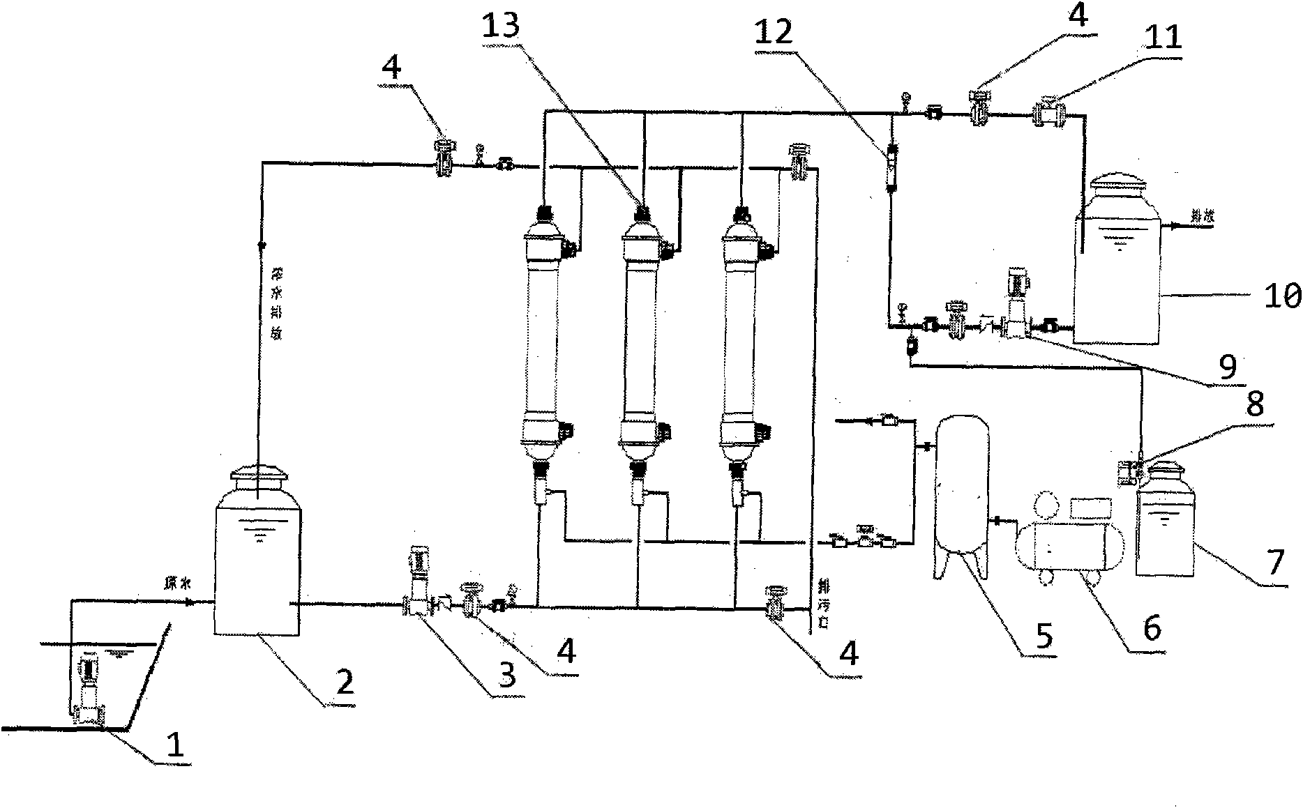 Filter back washing water recovery processing method and membrane filtration system thereof