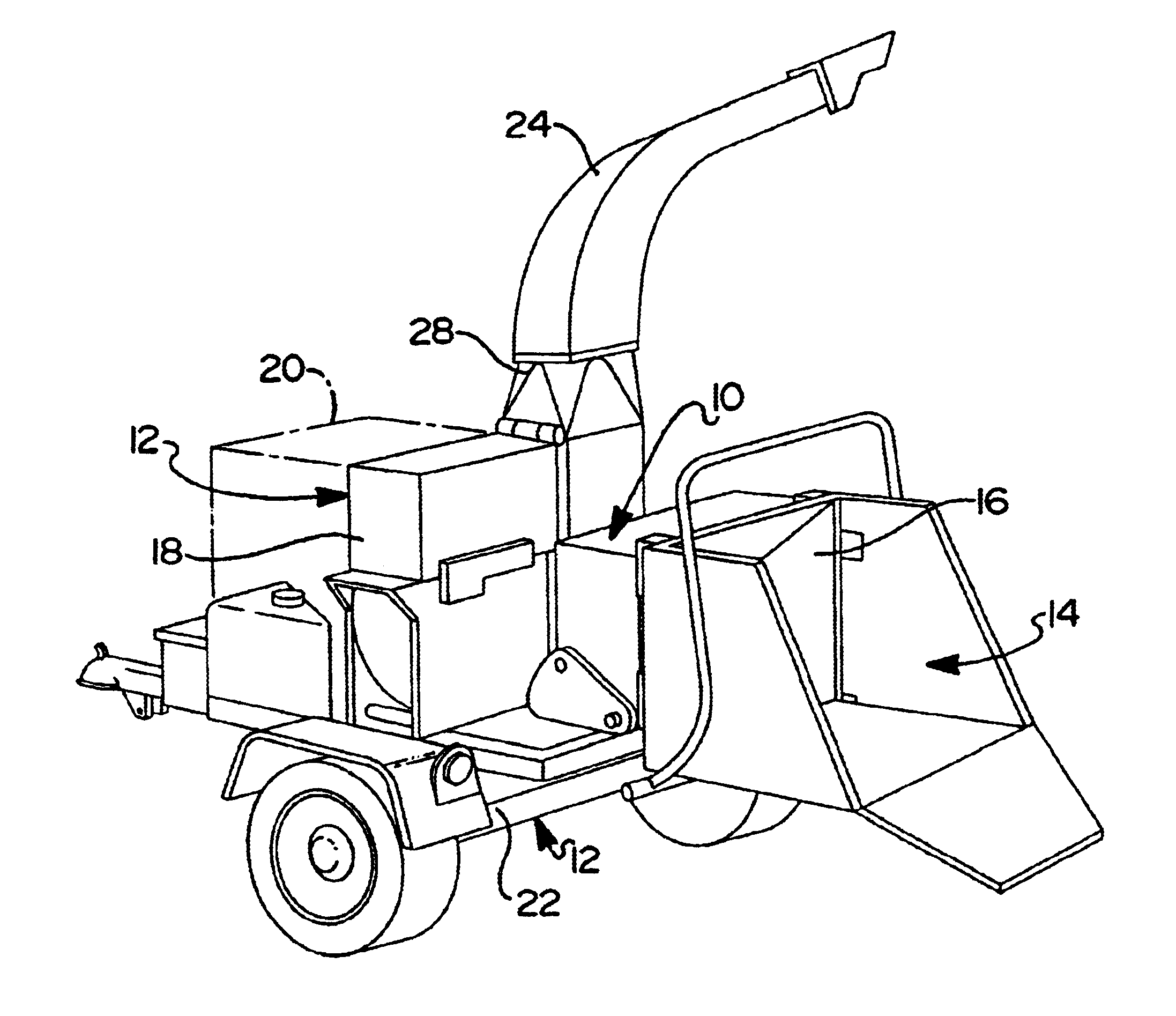 Reversing automatic feed wheel assembly for wood chipper