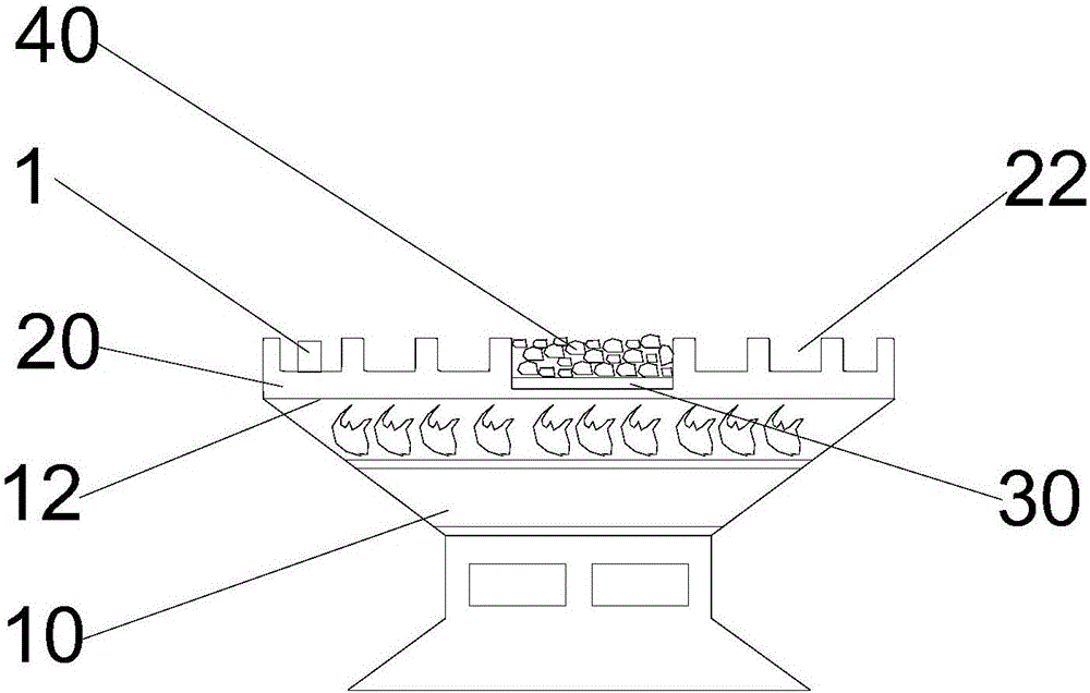 Heat radiation cooking device and heat radiation cooking method