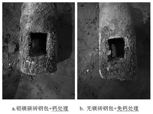 Composite steel ladle free of calcium treatment process