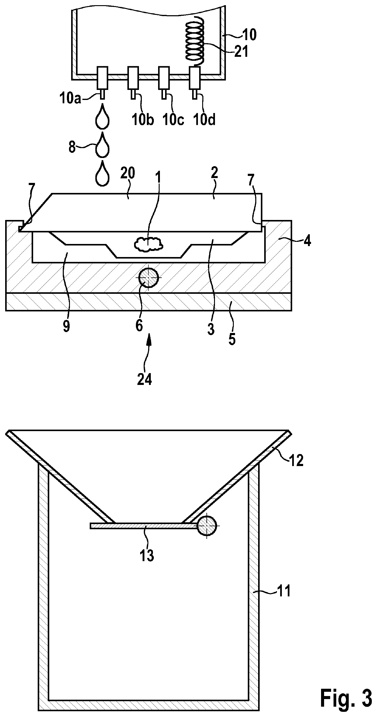 Device for preparing a tissue sample and particularly for producing a wax block containing a tissue sample