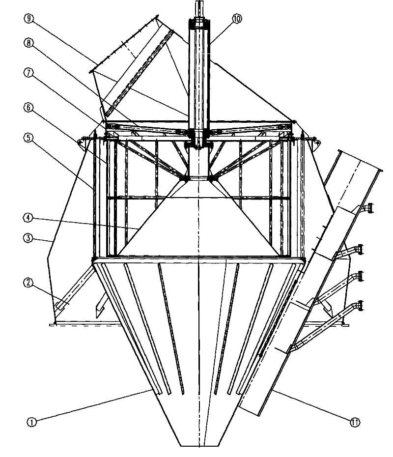 Powder separating machine for cement raw material, clinker and slag vertical type roller mill