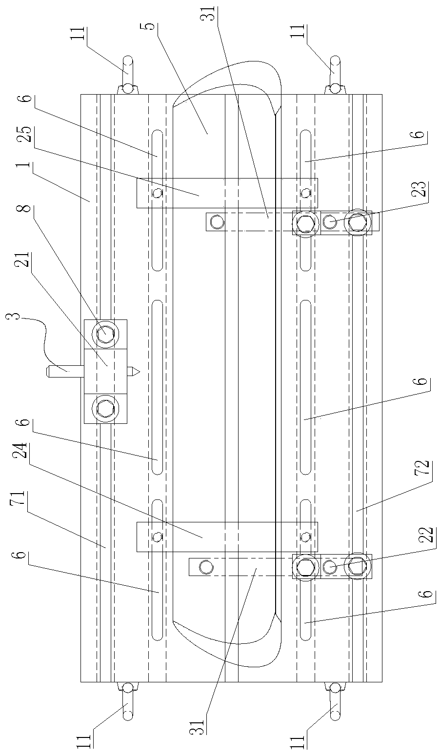 Clamp for static blade milling total length machining