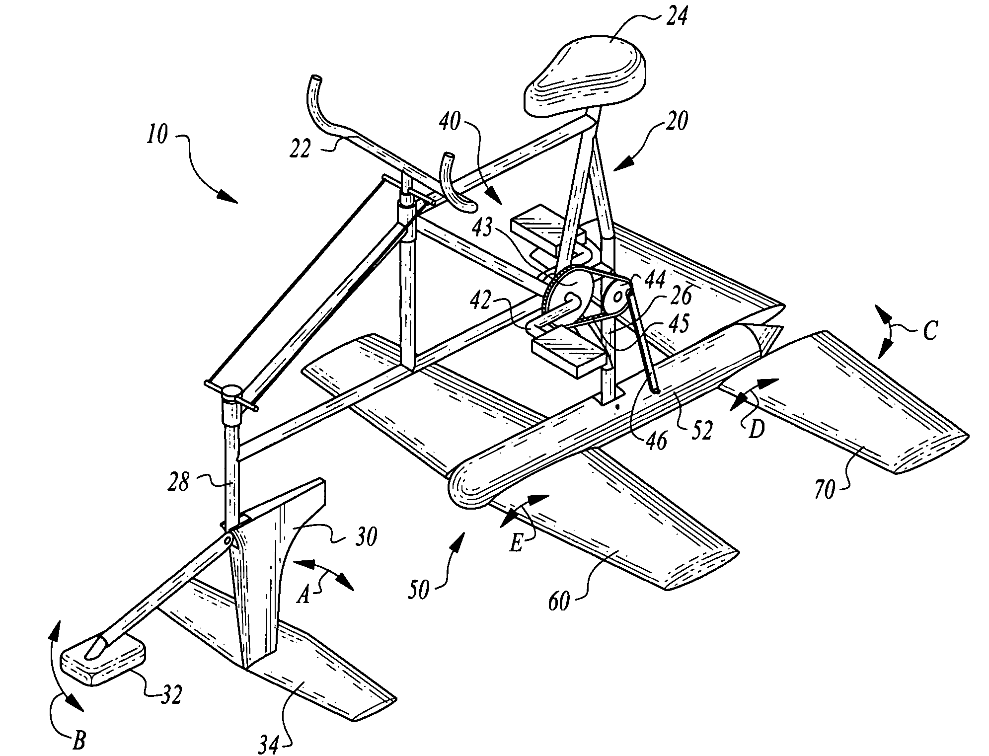 Human-powered flapping hydrofoil craft