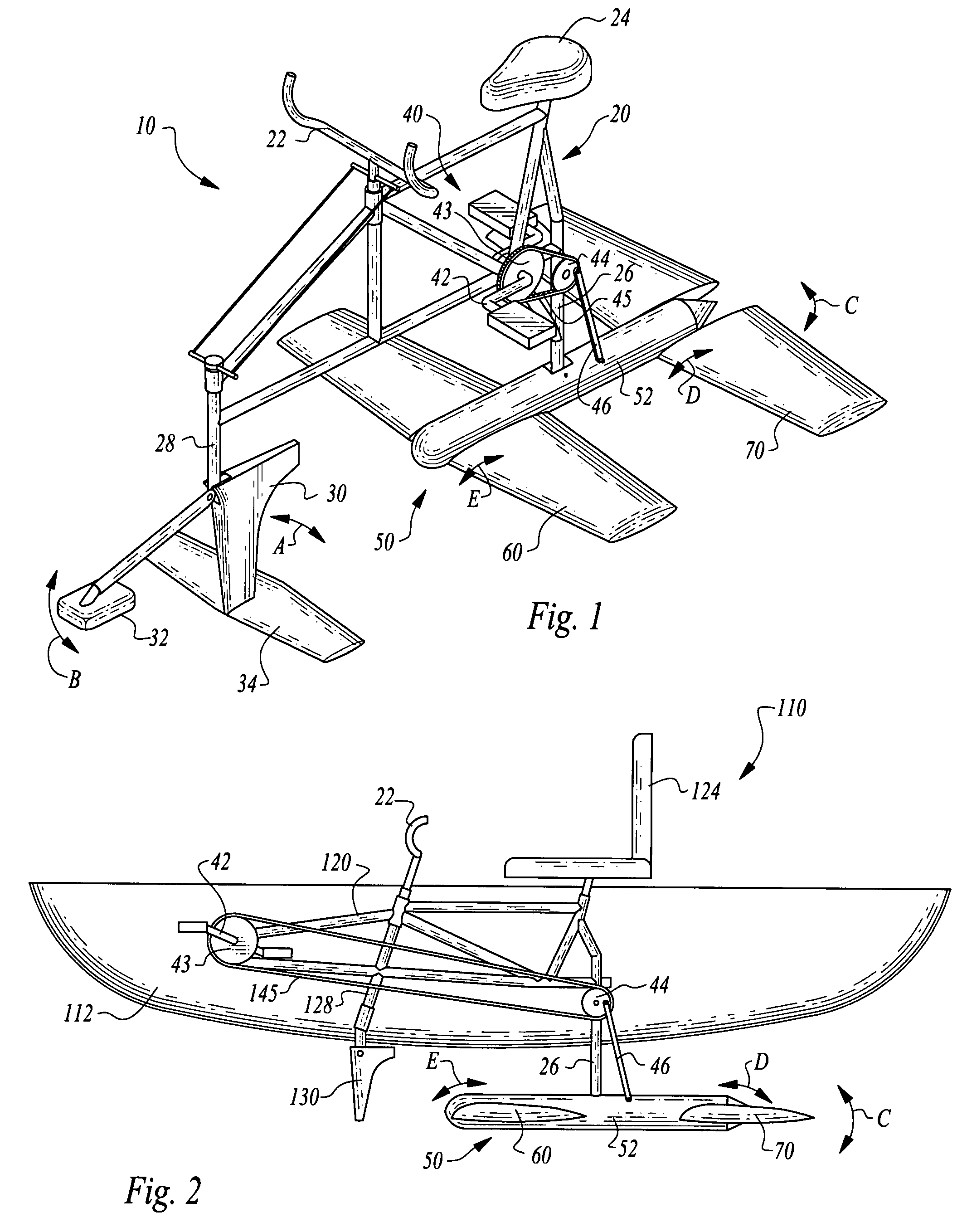 Human-powered flapping hydrofoil craft