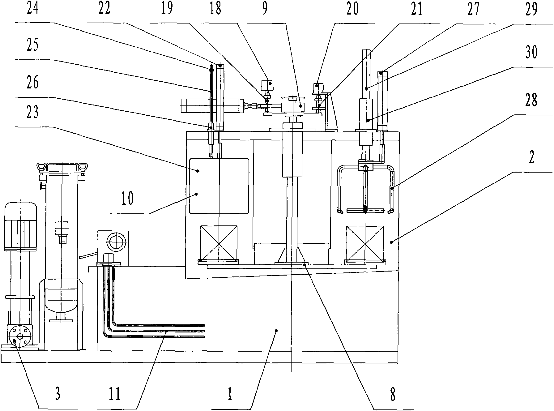 Washer for conveying parts in turntable stepping mode