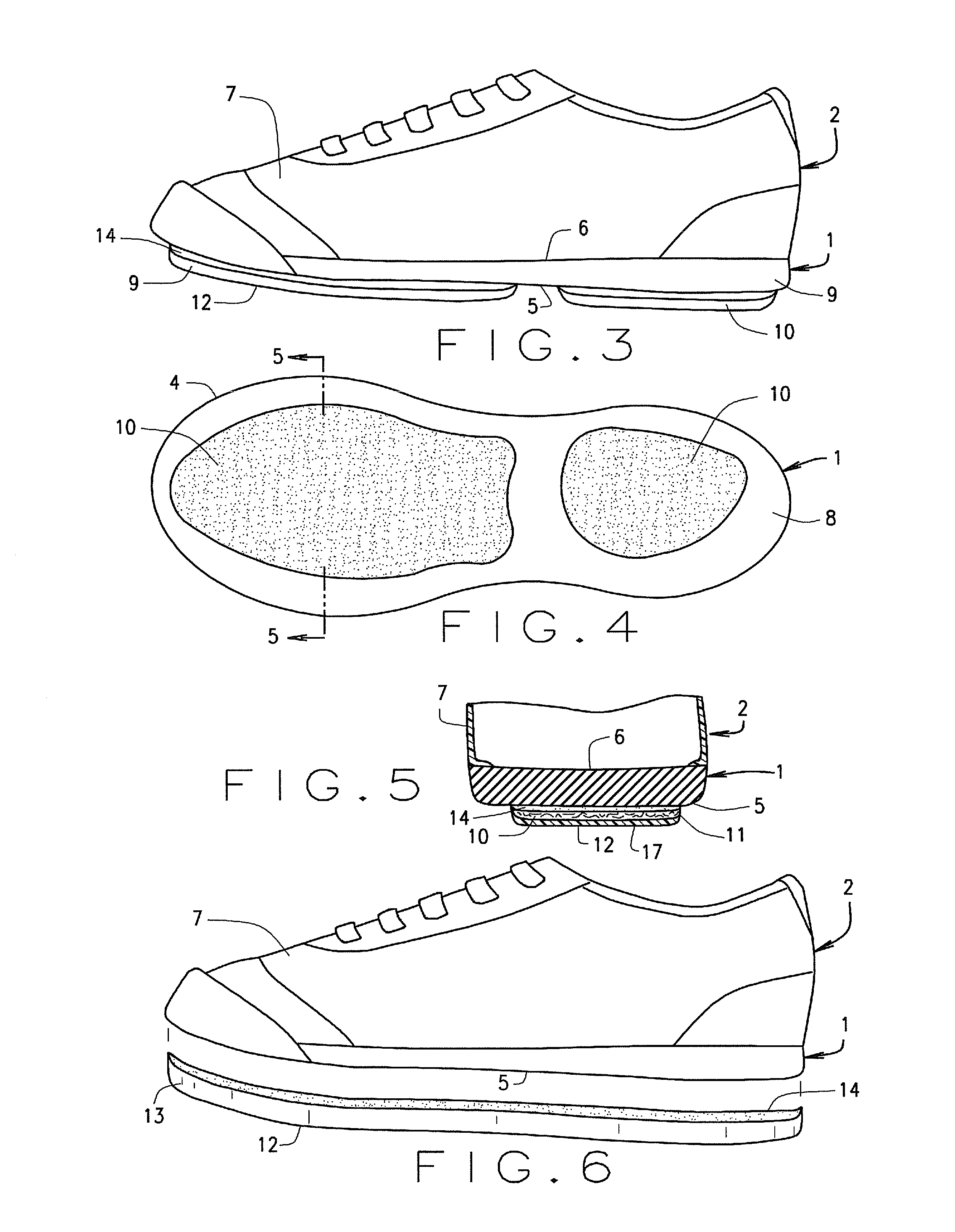 Shoe sole and method