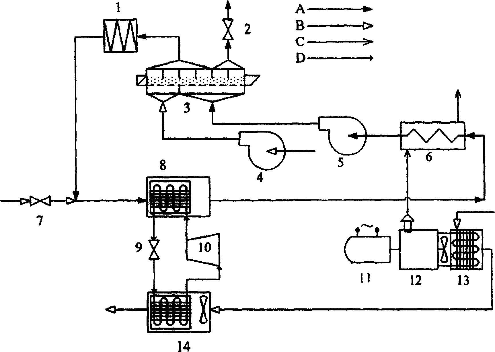 Internal combustion engine driving heat pump fluidized bed drying device capable of recovering used heat