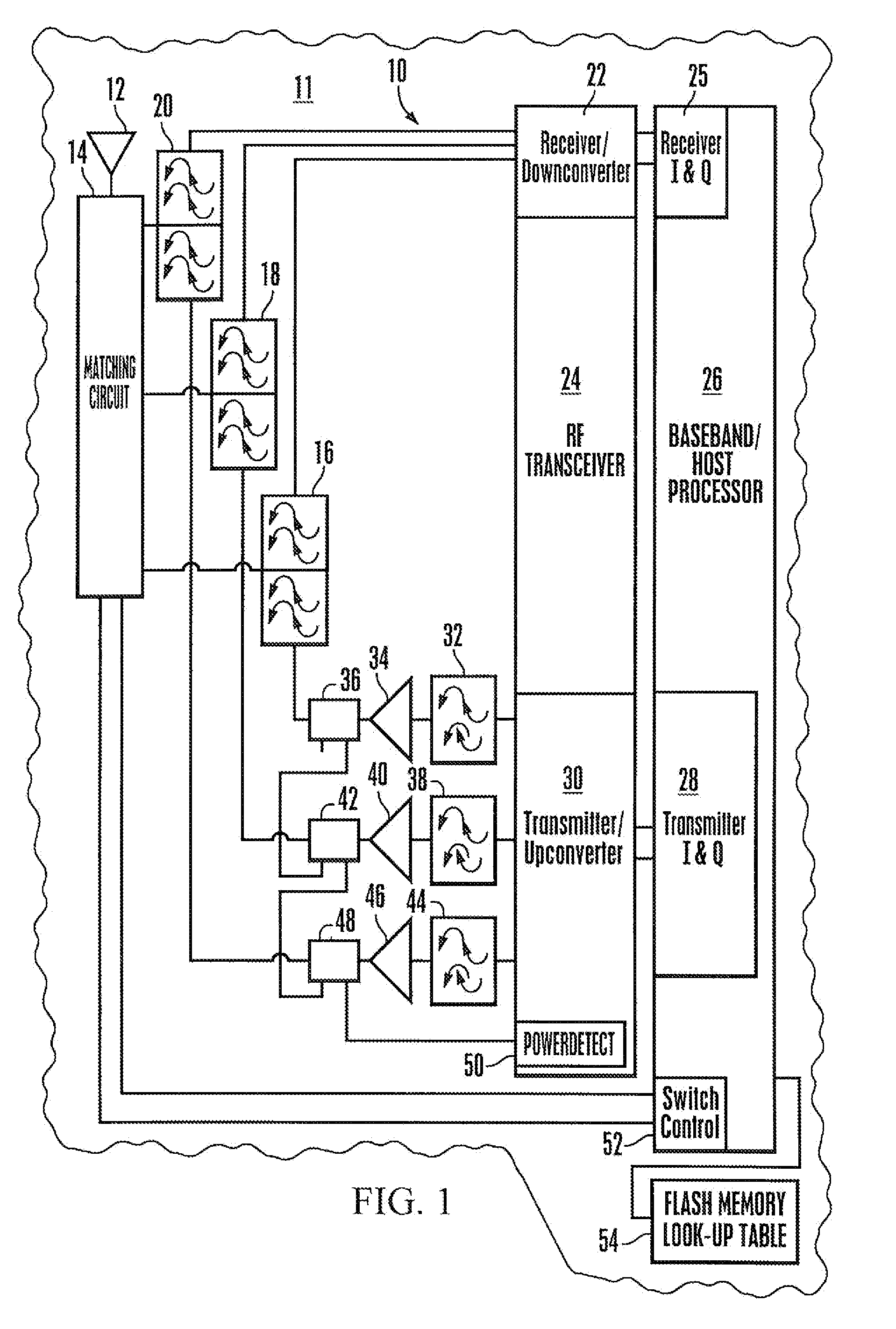 Matching circuit for adaptive impedance matching in radio