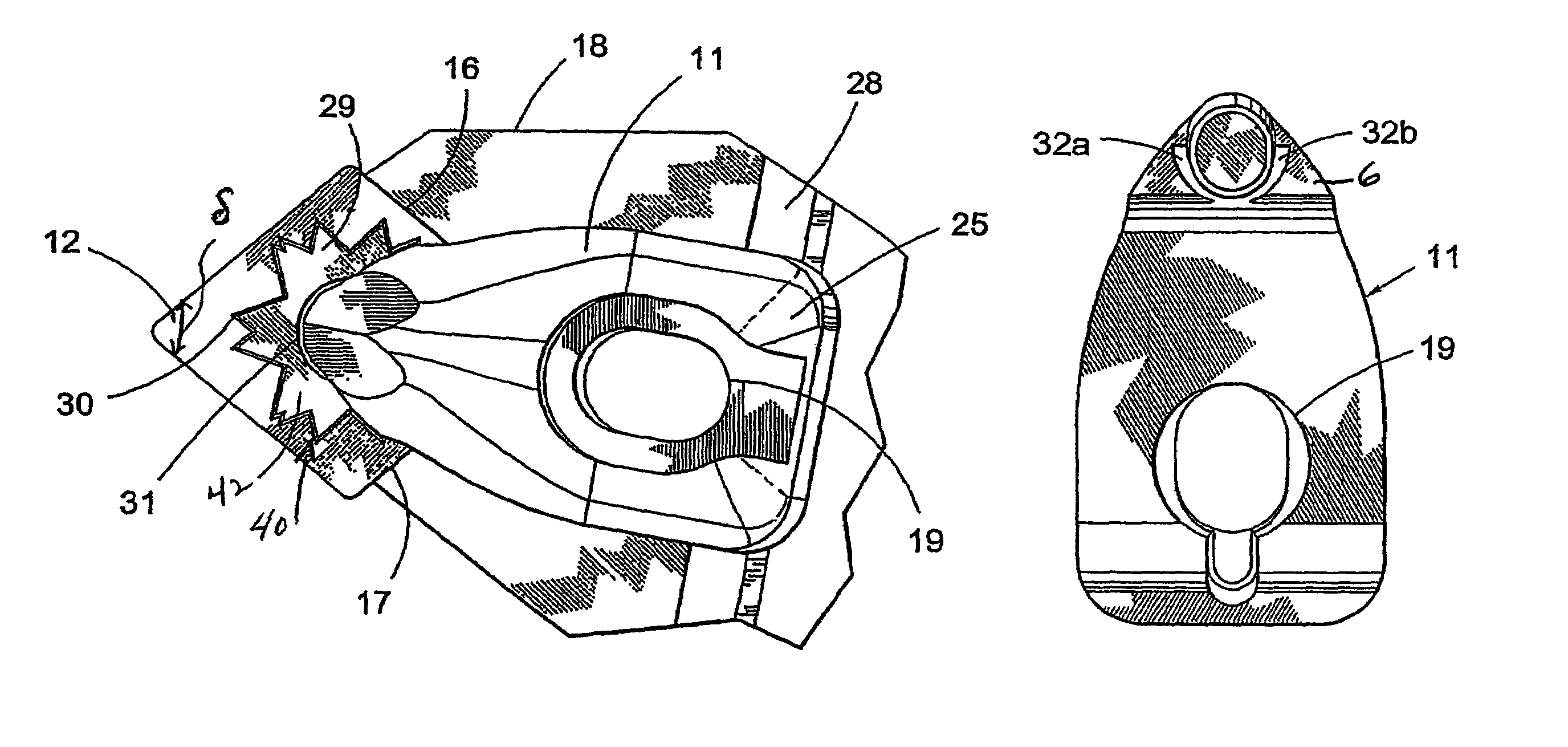 Cutting insert with an array of surfaces receiving clamping forces