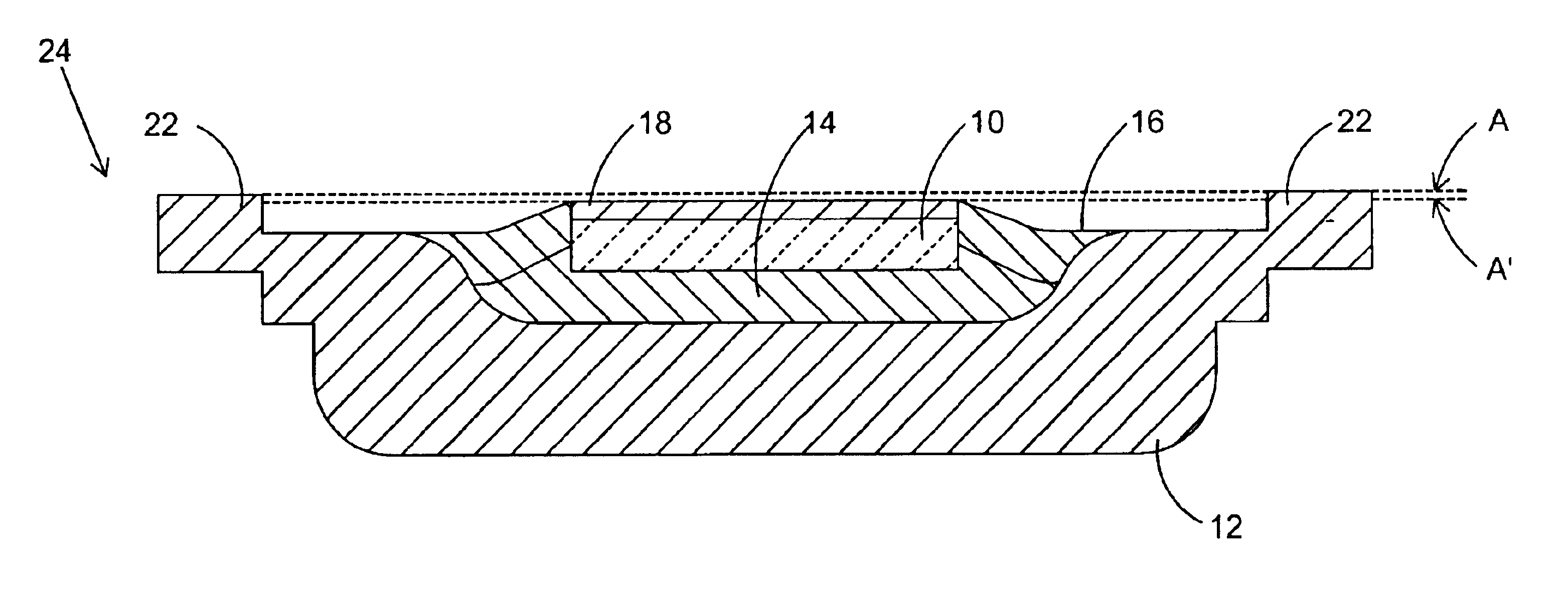 Surface mounted package with die bottom spaced from support board