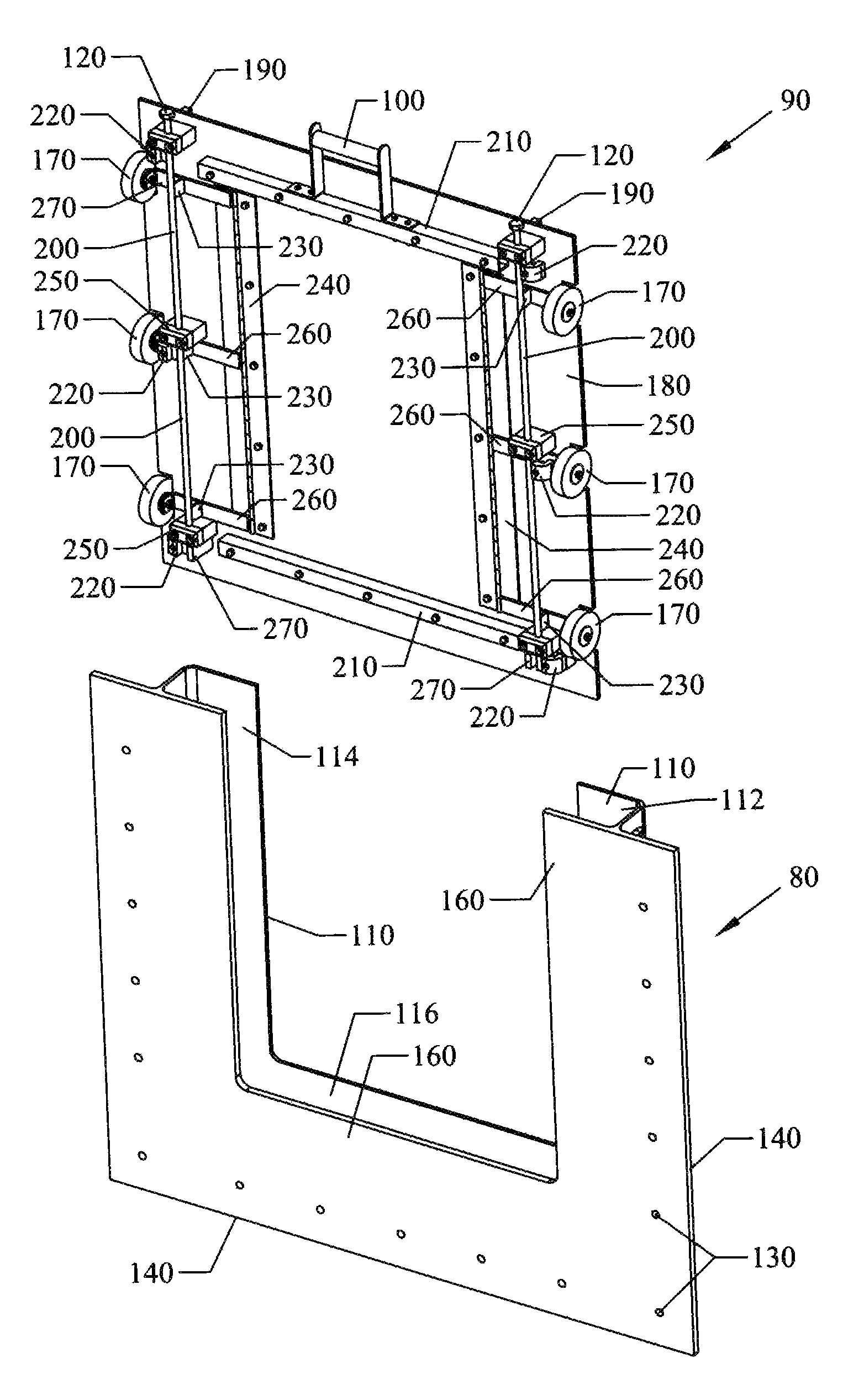 Rotatable wheel box service panel door and equalizer