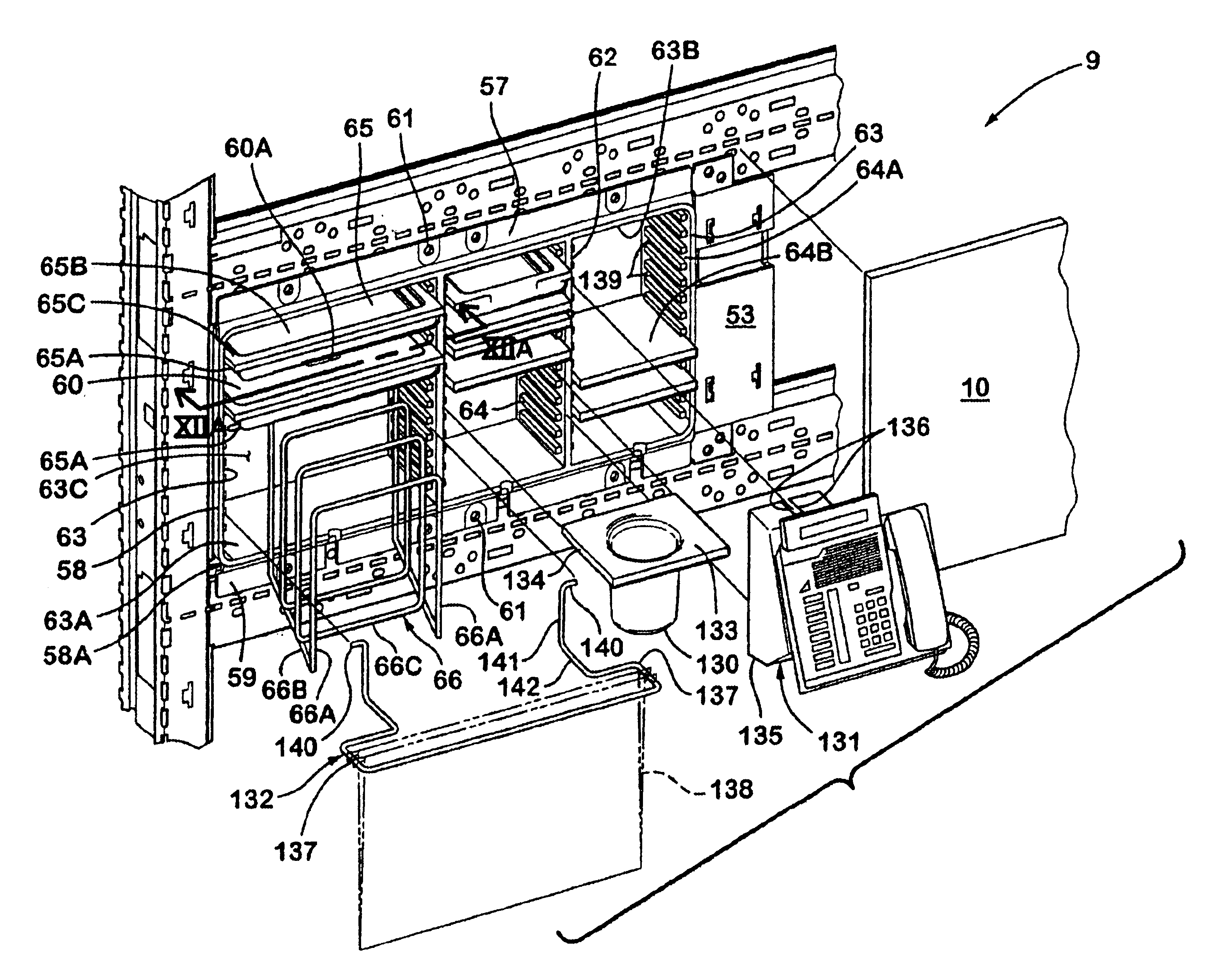 Partition panel with modular appliance mounting arrangement
