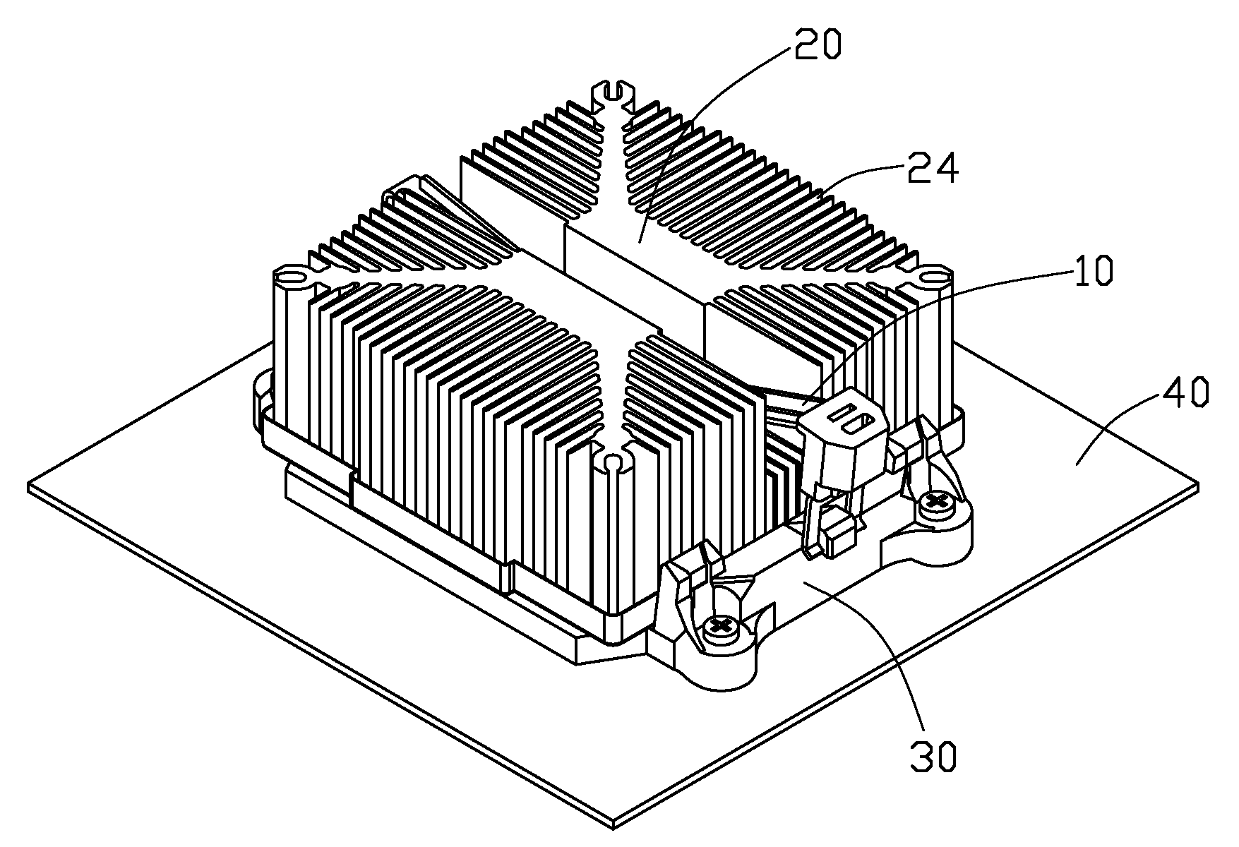 Heat sink fastening assembly