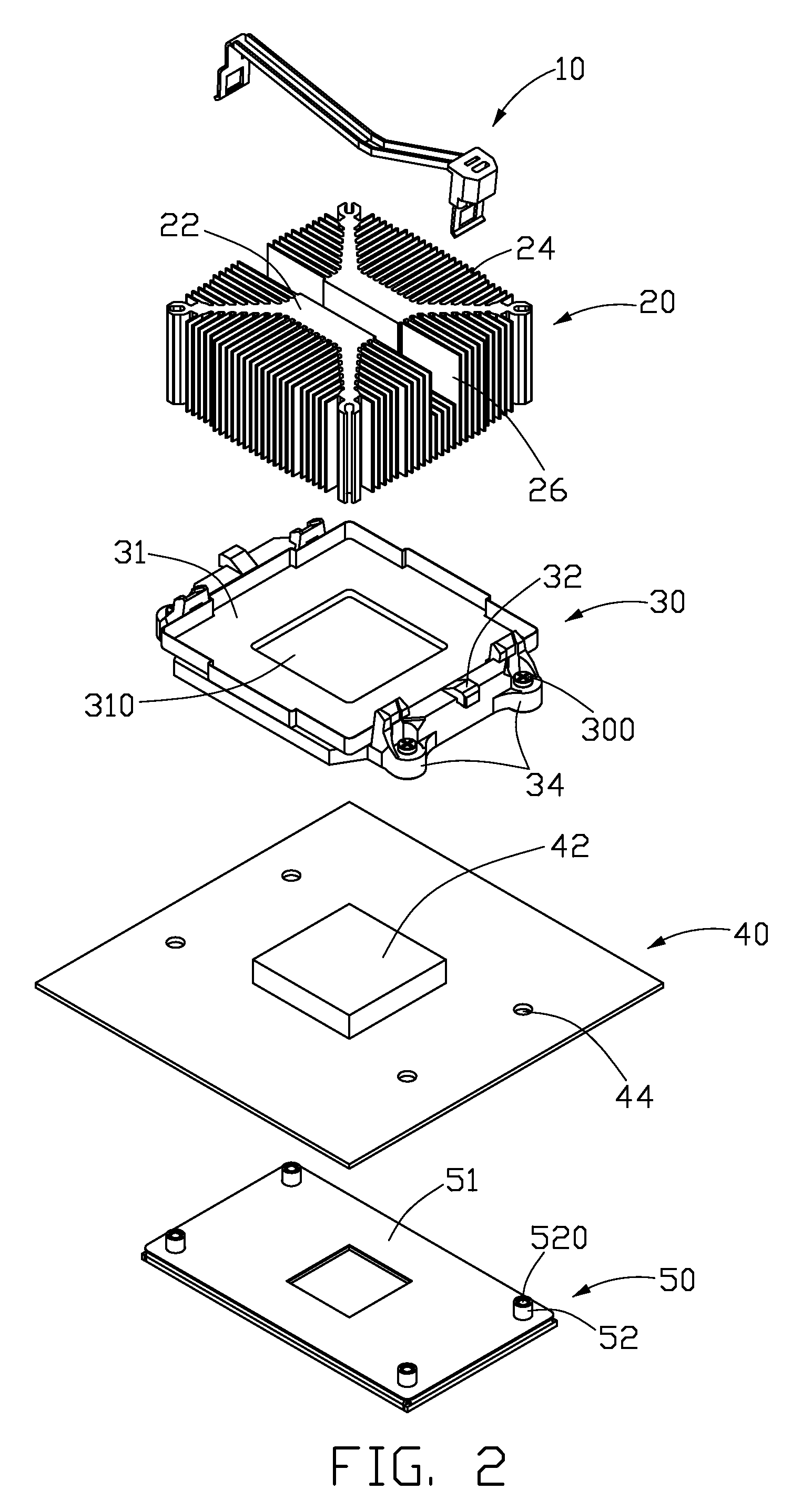 Heat sink fastening assembly