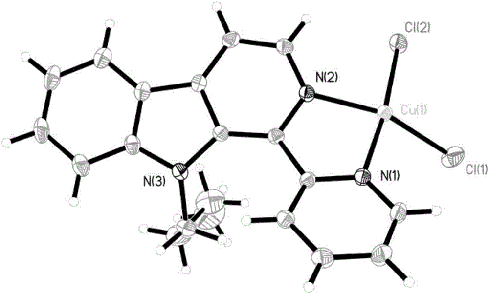 Copper chloride complex by taking 1-(2-pyridine)-9-butyl-beta-carboline as ligand as well as synthetic method and application of complex