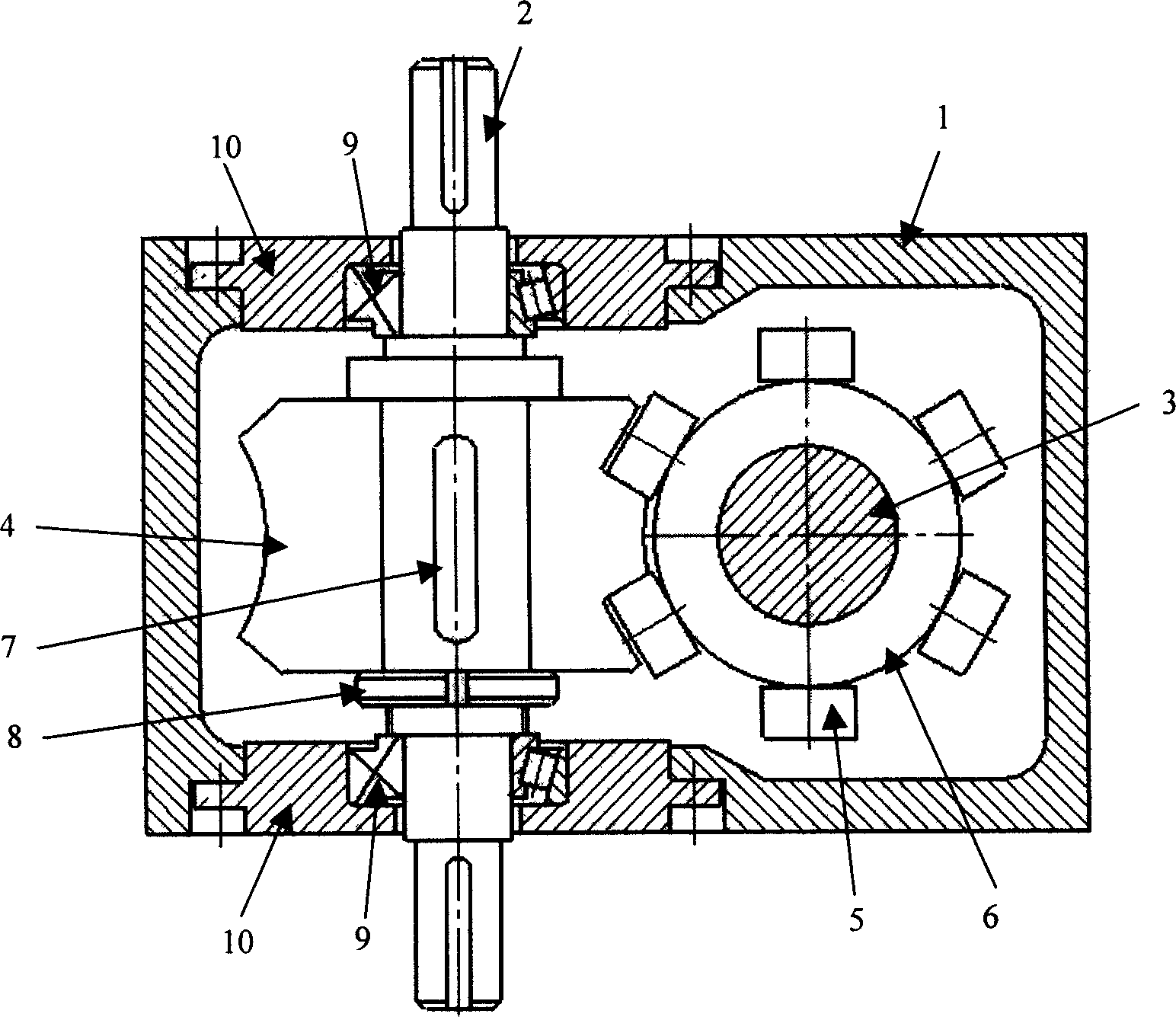 One division cam mechanism with cambered surface