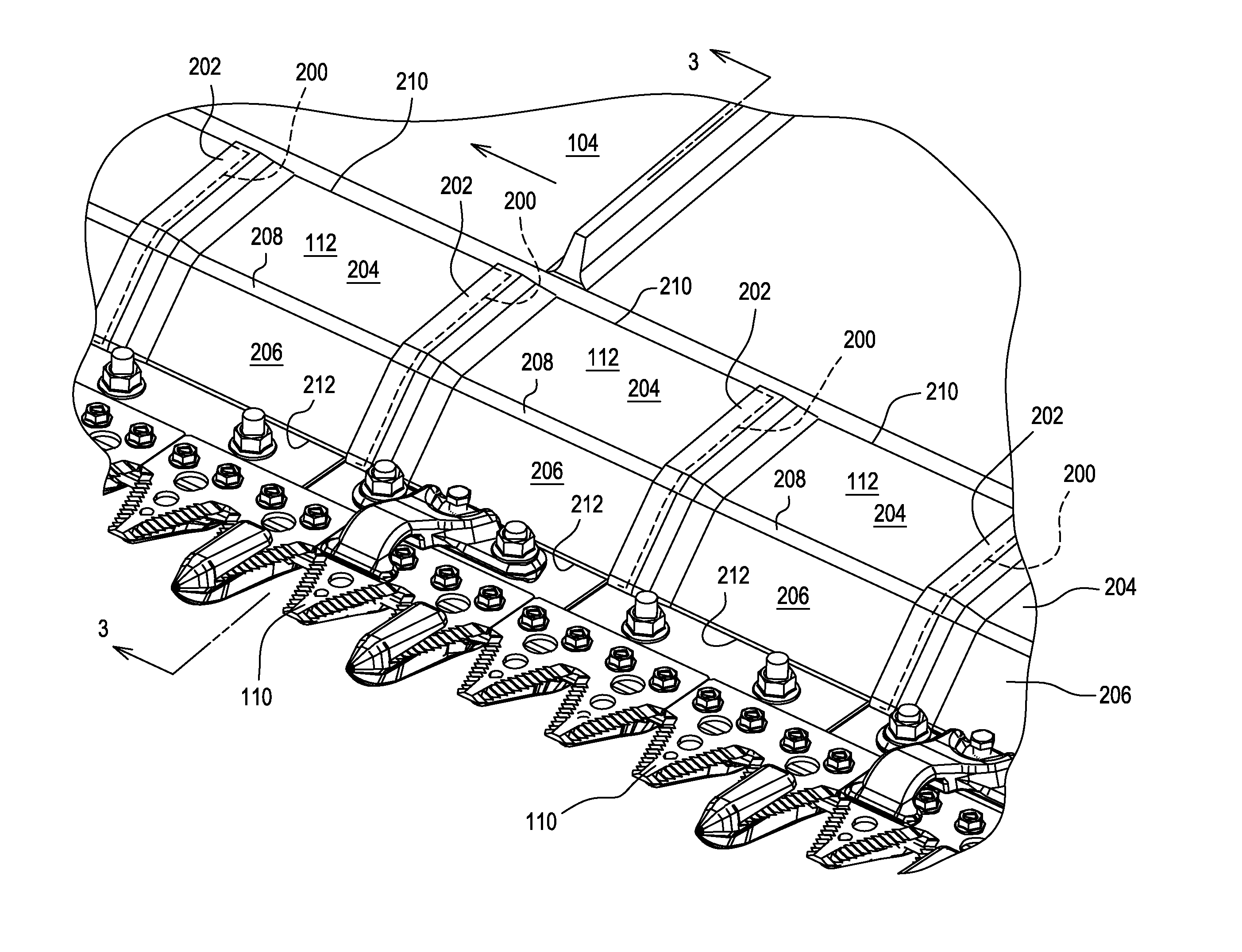 Tongue-in-groove belt hold down for a draper platform